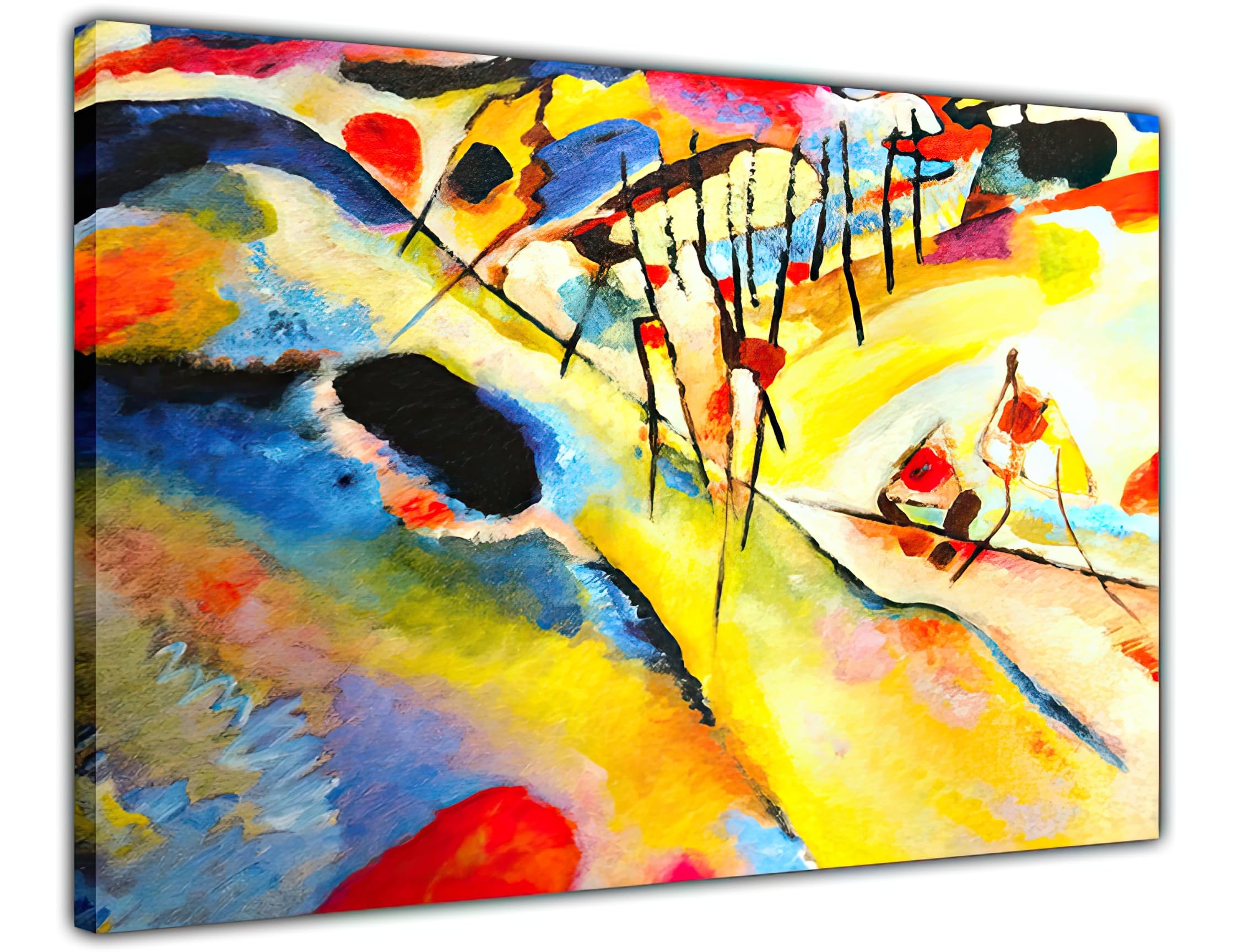 Pastello Wassily Kandinsky 1913 Land, Canvas Wall Art, Wall Art Picture Print for Living Room and Bedroom (61cm x 41cm / 24x16inch)