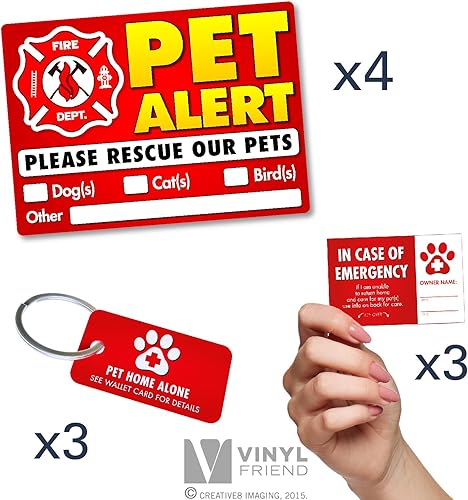 Miniatura 2 de Calcomanías de alerta para mascotas y adhesivos estáticos  Alerta de seguridad contra incendios y rescate (paquete de 10)  7 mil  Laminado UV  3