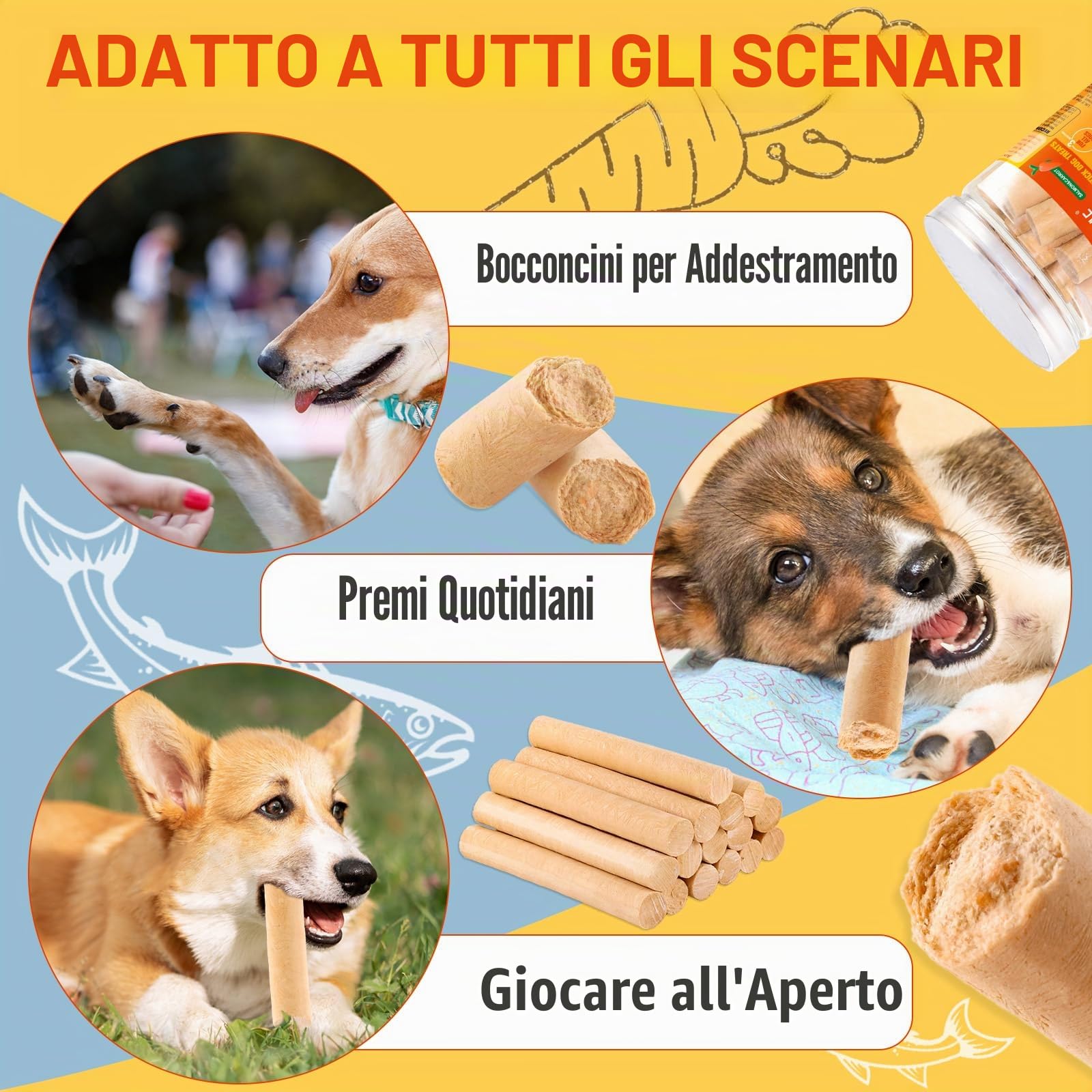 100g Salmon Sticks for Dogs,Bastoncini Di Salmone Per Cani,Vero Salmone E Carote,Facilmente Digeribile,Trattamento Per Cani Ad Alto Contenuto Proteico,Rinfresca L'alito Sano