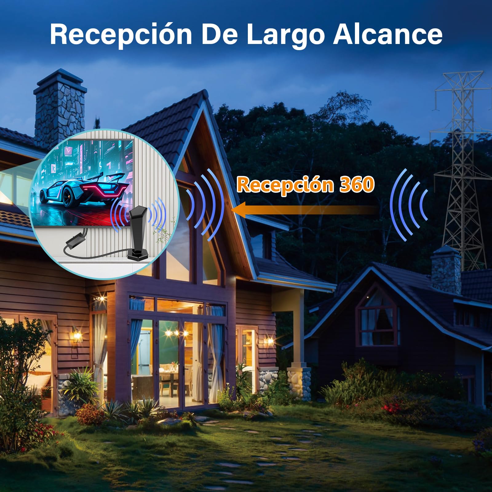 Antenna TV Interna, 2026 Nuova Antenna TV Interna Potente, Ricezione a Lungo Raggio 360° con Amplificatore e Base Magnetica, TDT/DVB-T2 Segno Stabile per 4K/Full HD, Facile Installazione