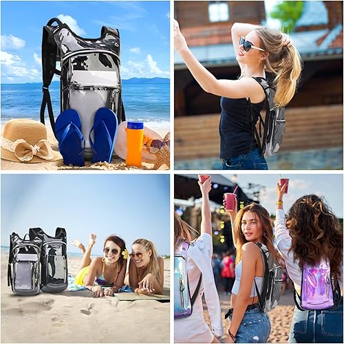 Miniatura 7 de Mochila de hidratación, mochila de agua con vejiga de agua de 2 L, paquete de hidratación esencial para festivales y rave, aislamiento ligero