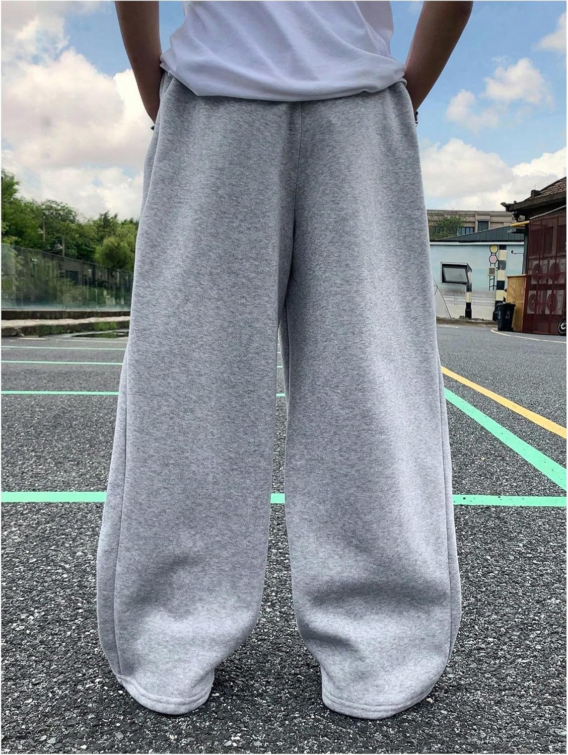 Boy's Thermal Casual Pants Elastic High Waisted Wide Leg Sweatpants Sports Trousers with Pockets - Image 4