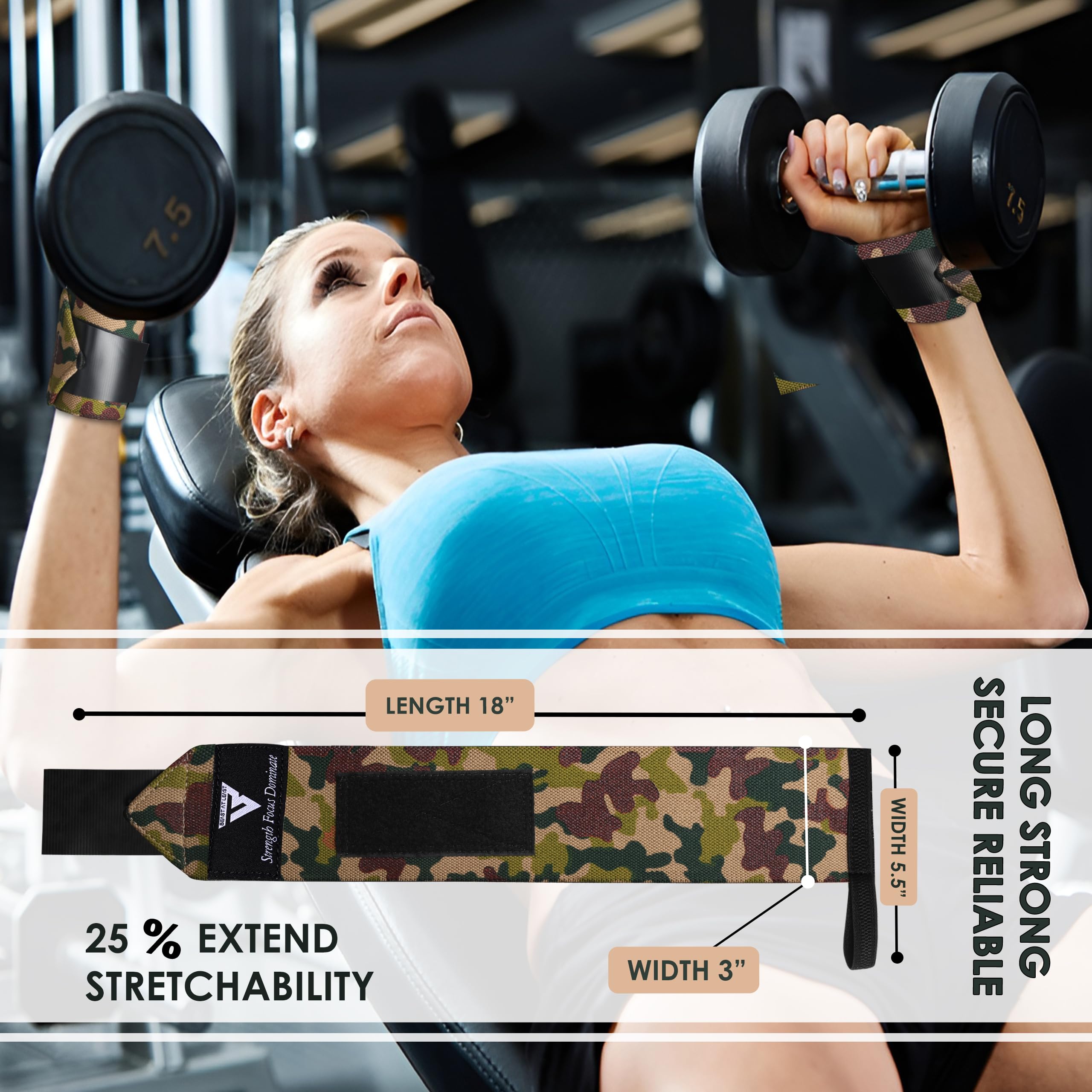 Gewichtheben Handgelenkbandagen – 45,7 cm Baumwolle Handgelenkstütze mit Daumenschlaufe – Gym Straps für Workout Powerlifting Gewichtheben Fitness Krafttraining steife