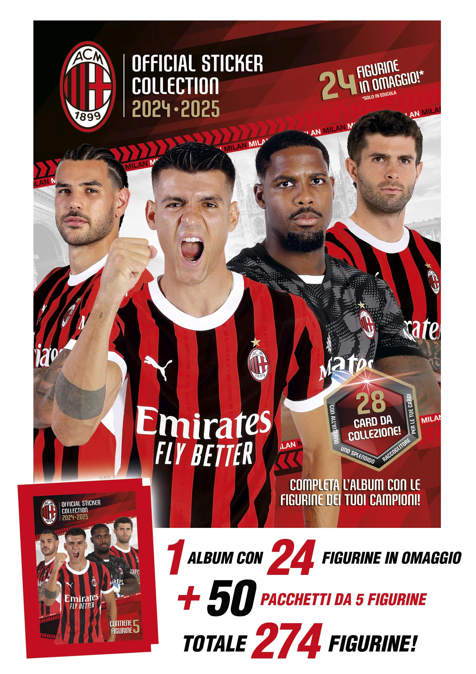 Album Figurine Milan 2020 + 250 Figurine - Prodotto Ufficiale Euro Publishing - Collezione Da 246 Pezzi Per Veri Tifosi