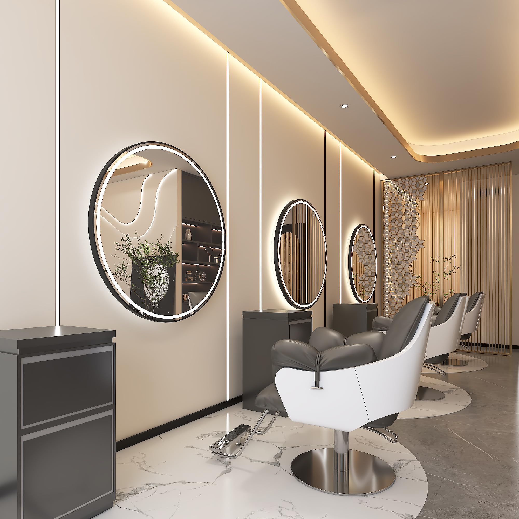 Calissimo Console parrucchiere Barber specchio cosmetico LED telaio in alluminio 120 x 120 PRO