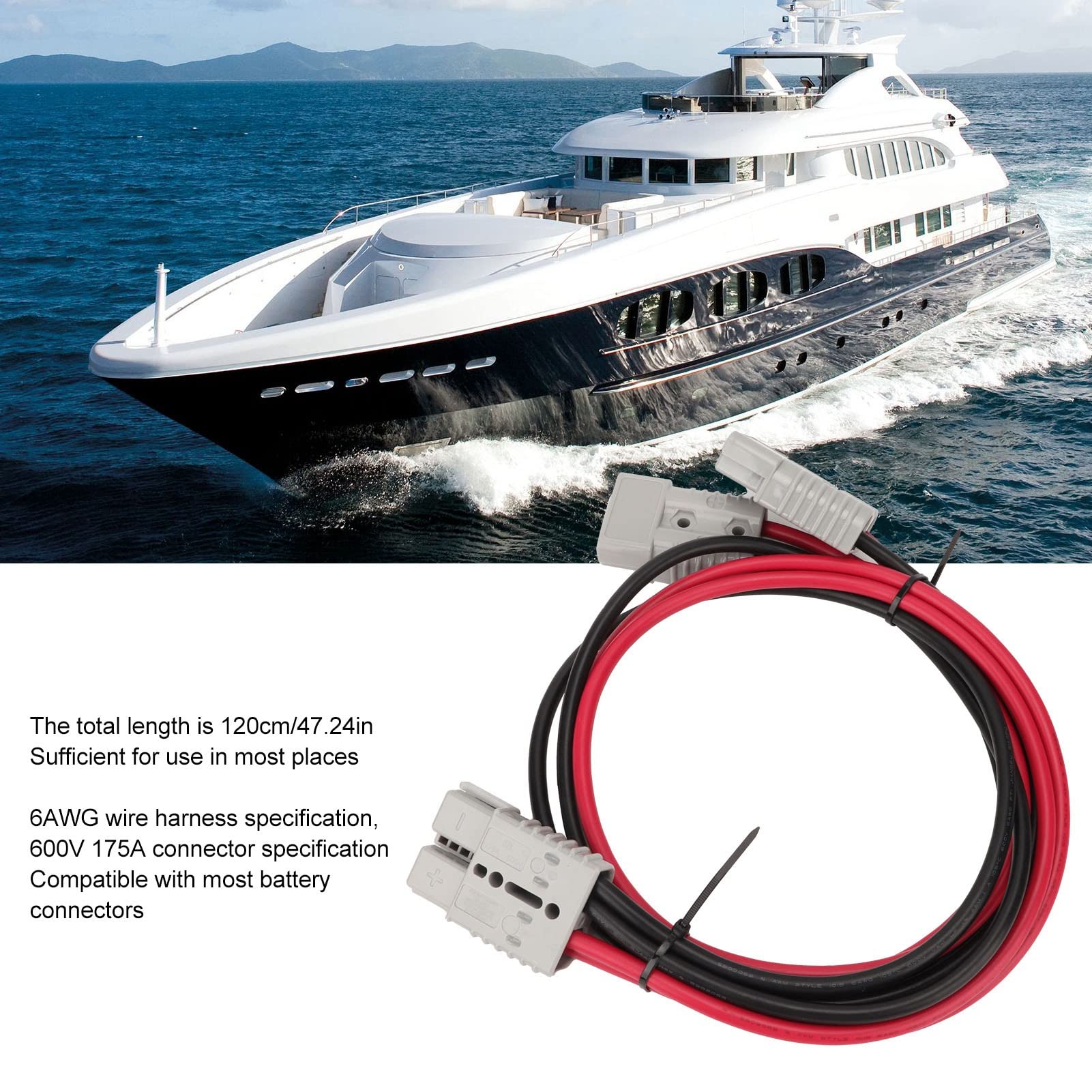 Cocoarm Kabel łączący do ładowania Akumulatora 6AWG Kabel Adaptera do ładowania Akumulatora 600 V 175 A 120 Cm ABS PP Wysoka częstotliwość Nowych zastosowań Motoryzacyjnych w Przemyśle Medycznym