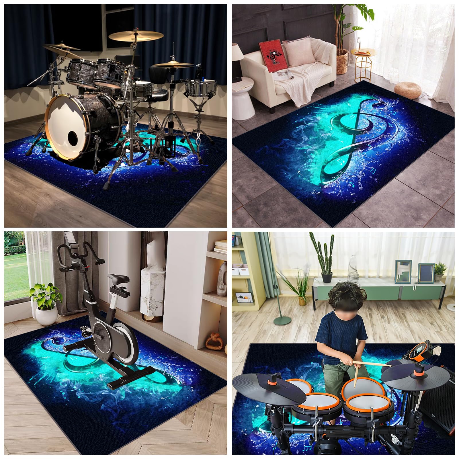 Schlagzeug Teppich, Professioneller Schlagzeugteppich Drum Teppich Elektronisches Schlagzeug Antivibrationsmatten, Klavierteppich Schallschutzmatte rutschfeste Trommel Teppiche 200 x 170 cm