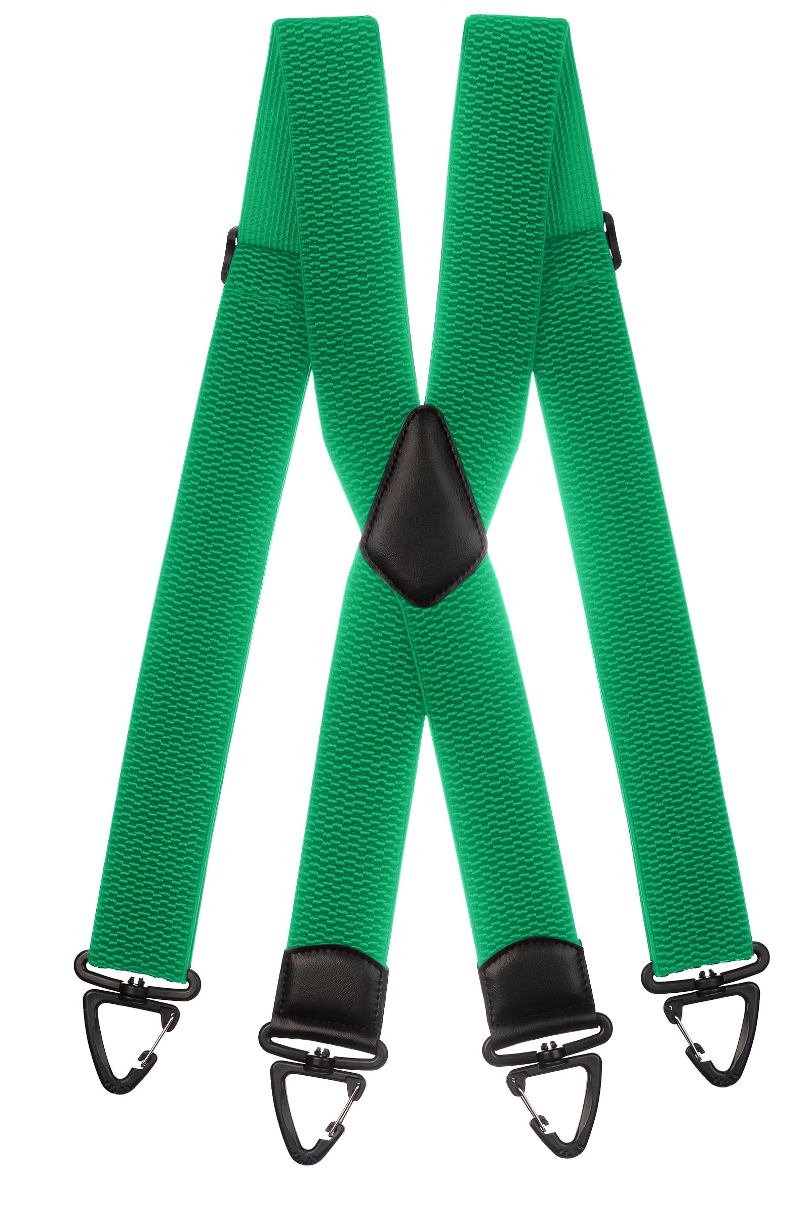 Olata Heavy Duty Extra Wide X-Shape Braces/Suspenders with Plastic Carabiner Clips - 5cm. Green