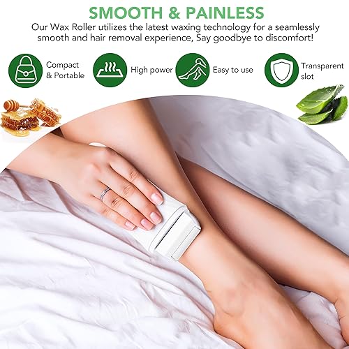 Miniatura 3 de Kit de cera enrollable con cera de aloe y miel, kit de rodillo de cera para depilación con spray de cera para antes y después de la cera, incluye