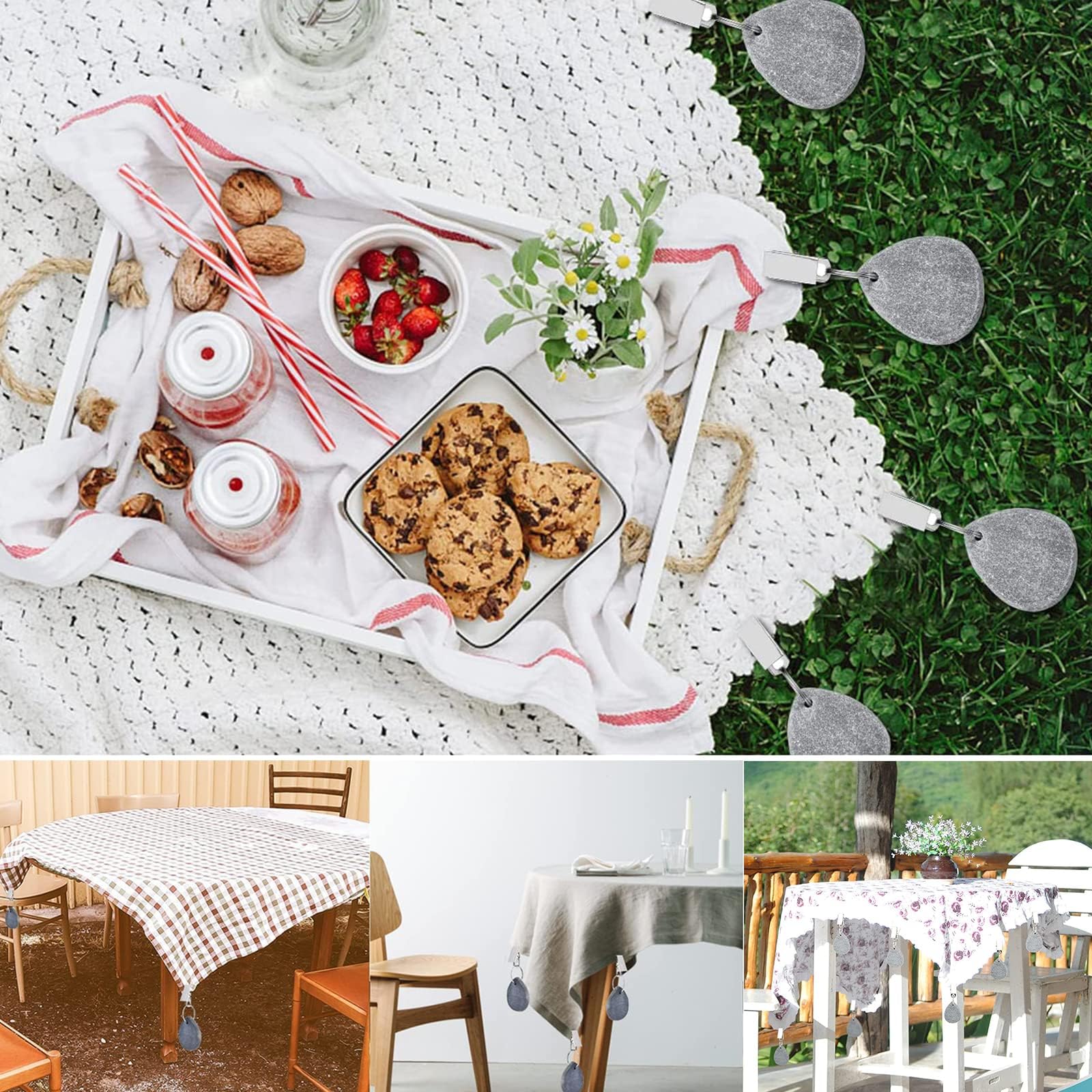 12 Piezas Pesas Mantel Pesos para Manteles con Pinza Mármol Natural Pesos para Manteles Exteriores,Contrapesos para Cortinas por Pesas para Plomos Cortinas por Mantel Exterior Jardin