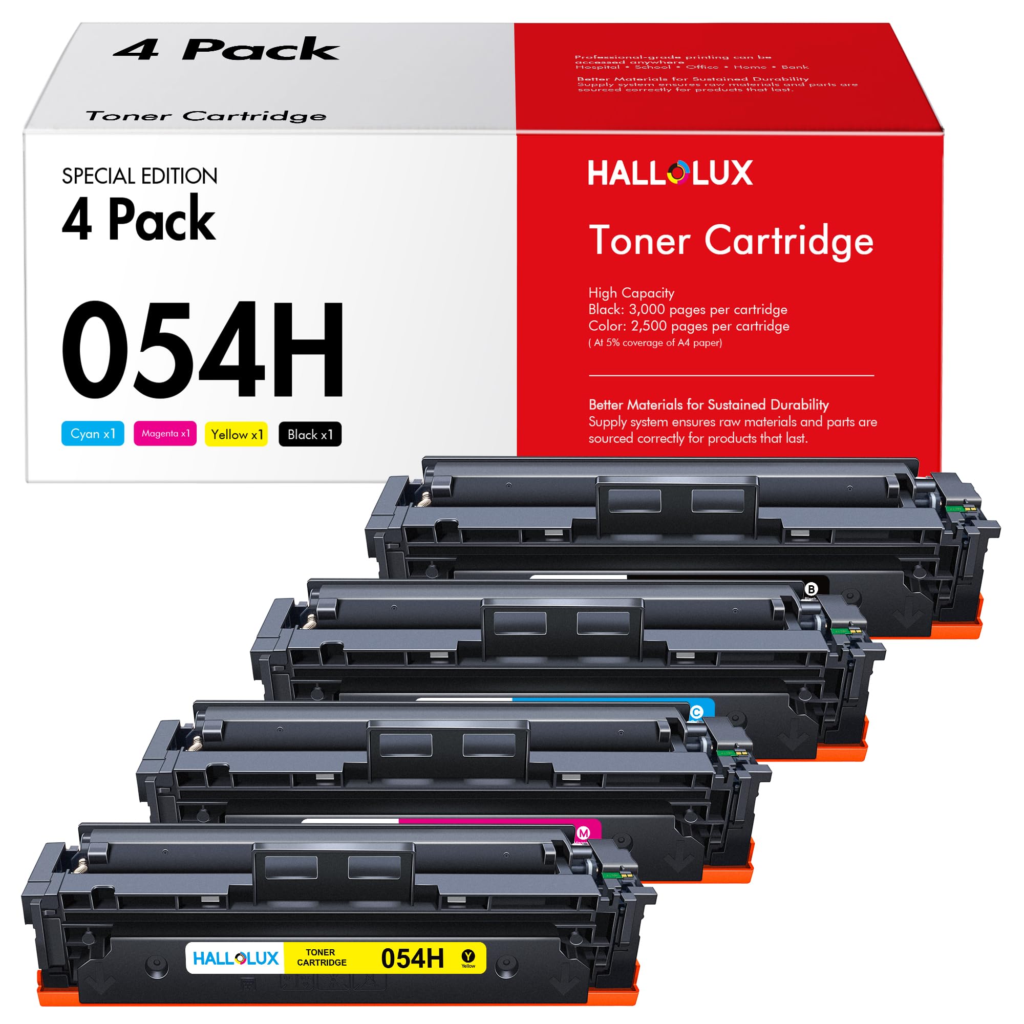 054H Toner CRG-054 for 054H Toner Cartridge for 054 Black for MF643Cdw MF645Cx LBP620C MF641Cw LBP621Cw LBP623Cw Color Image Class Printer (1 Black, 1 Magenta, 1 Cyan, 1 Yellow)