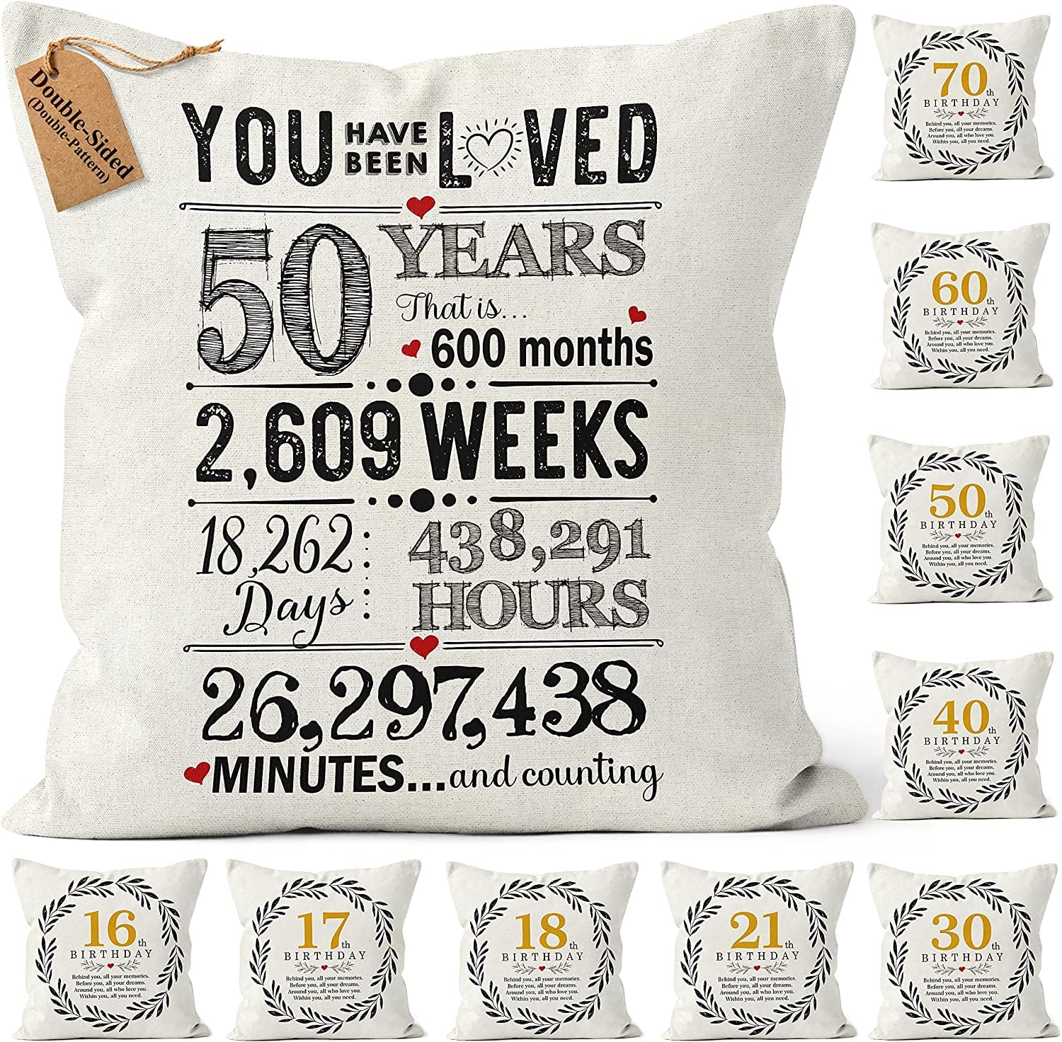 Kies Men's 50Th Crownly® (Double-Sided) Birthday Gifts Cushion Cover 18X18 Personalised Gift For Wo Mum Grandad Birthday Decoration 45X45 Pillow Case