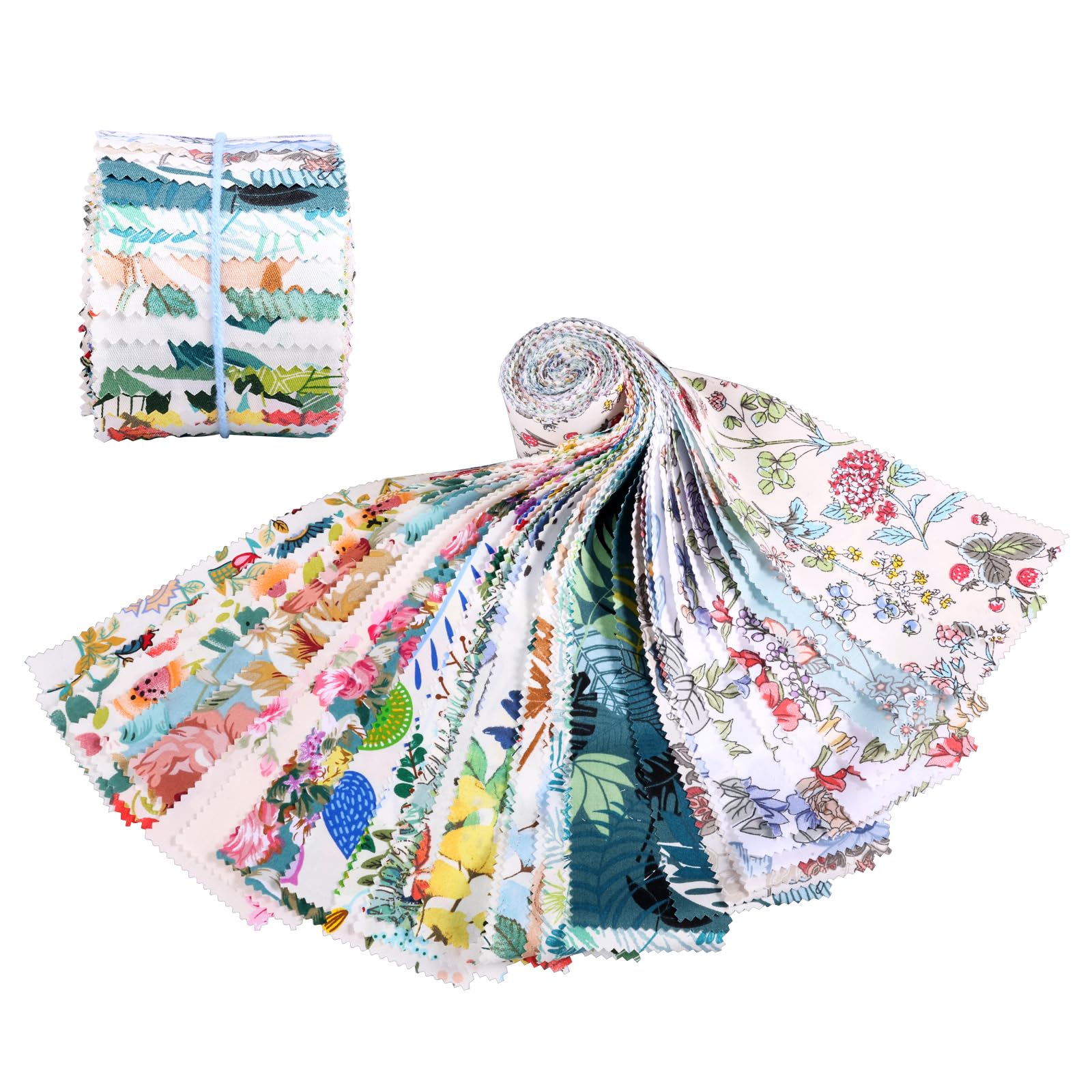 Sutowe Small Freshness 80/84Pcs Cotton Jelly Roll Fabric Strip Set, Floral Print Pre Cut Quilting Strip Quilting And Sewing Patchwork Jrolls Fabric For Diy Crafts(Small Freshness)