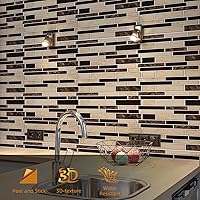 Vista 2 de WOWSTAR 10 hojas de azulejos para salpicaduras de cocina despegar y pegar, azulejos adhesivos para salpicaduras de cocina para pegar en la pared