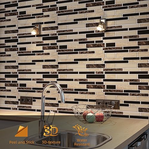 Miniatura 2 de WOWSTAR 10 hojas de azulejos para salpicaduras de cocina despegar y pegar, azulejos adhesivos para salpicaduras de cocina para pegar en la pared