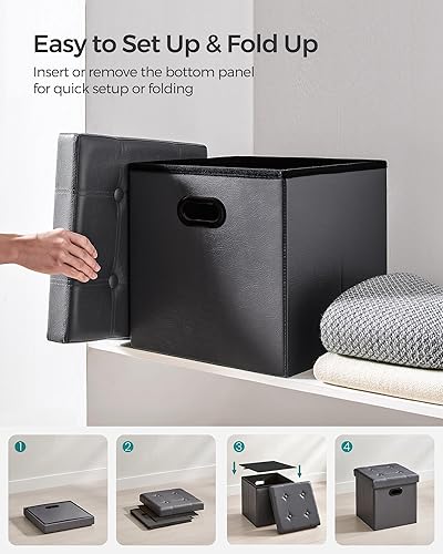 Miniatura 68 de SONGMICS MAZIE Collection - Banco otomano de almacenamiento de 30 pulgadas con tapa abatible, reposapiés de almacenamiento, carga de 660 libras,