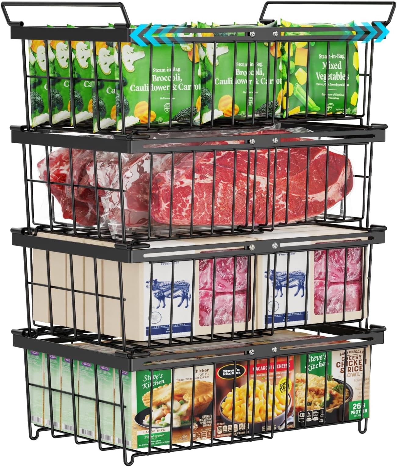 Amazon.com: iSPECLE Freezer Organizer Bins - 4 Pack Stackable Chest ...
