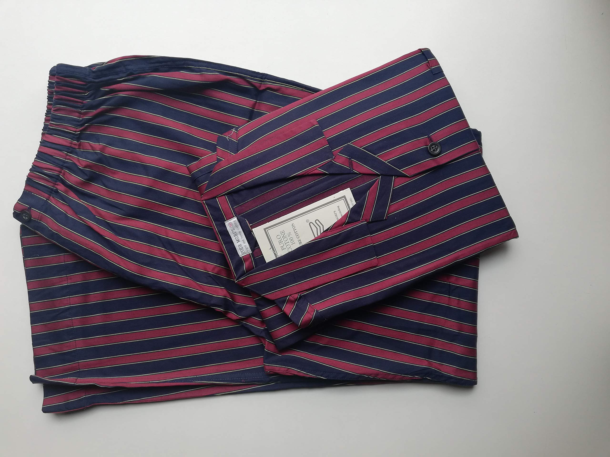 PIER MORI'S Pigiama Uomo Lungo Aperto Elegante con Collo E Pantalone Aperto Cotone Makò Bip Bip E02661