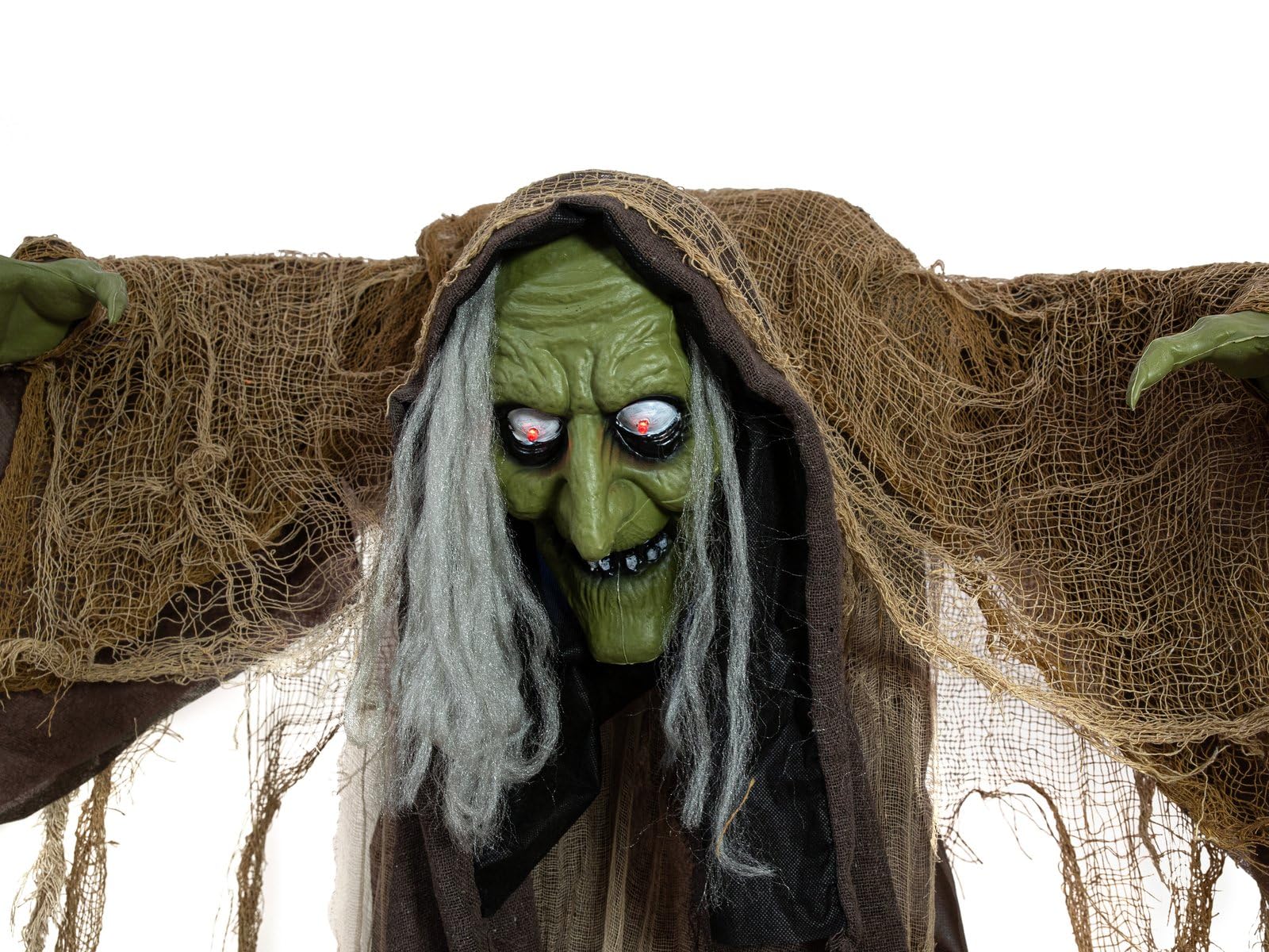 Figura de Bruja jorobada, Animada, 145 cm, Figura Animada con Efecto de luz y Sonido (Funciona con Pilas y USB)