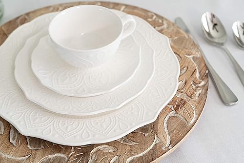 Miniatura 3 de 10 Strawberry Street Dahlia - Plato llano blanco de 10.5 pulgadas, juego de 6