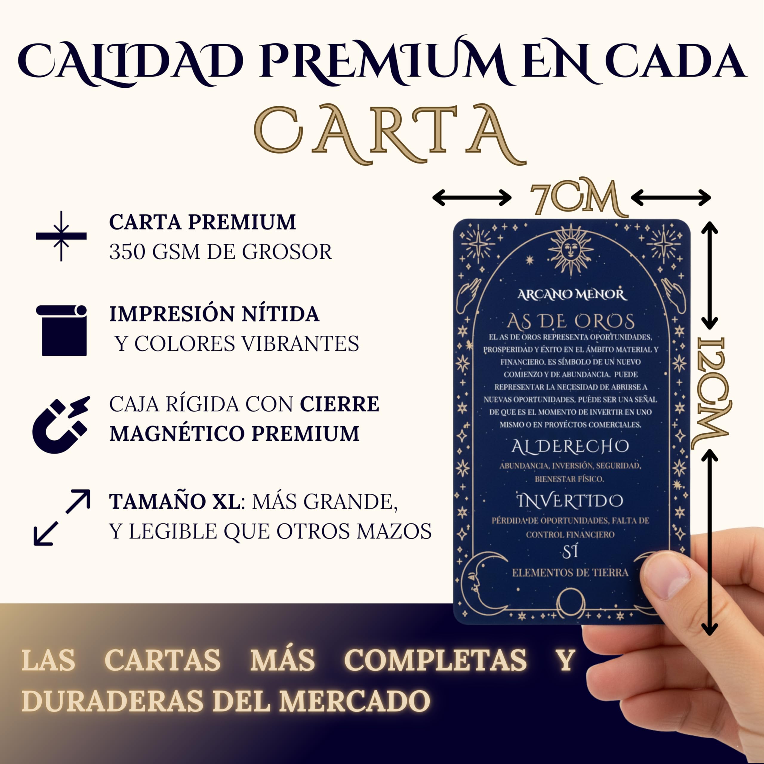 Baraja de Tarot para Principiantes - 78 Cartas con Significados en Español - Tarot Rider para Adivinación y Lectura Espiritual - Diseño Premium con Guía Incluida