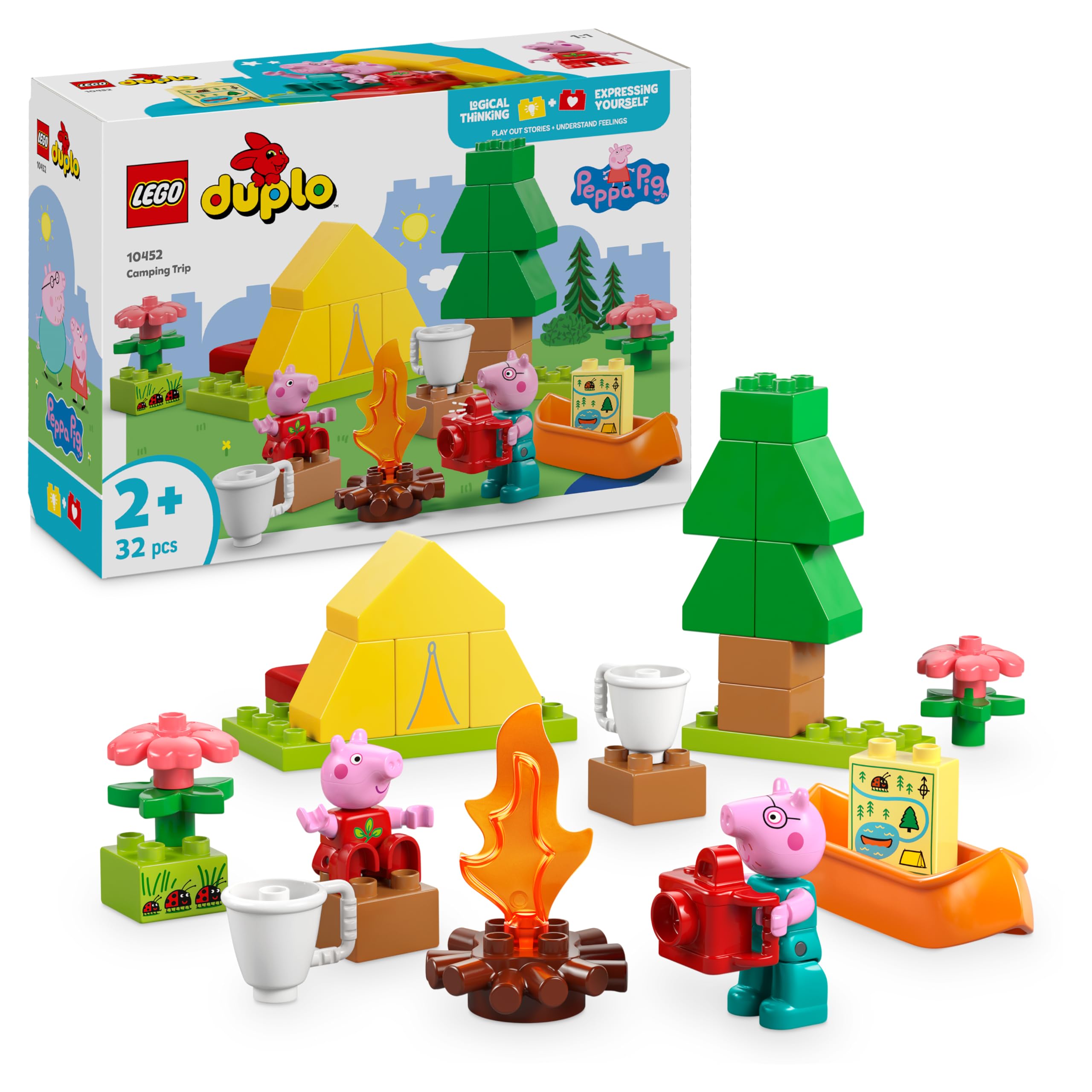 LEGO DUPLO Peppa Pig Camping Trip Building Playset with Canoe Toy