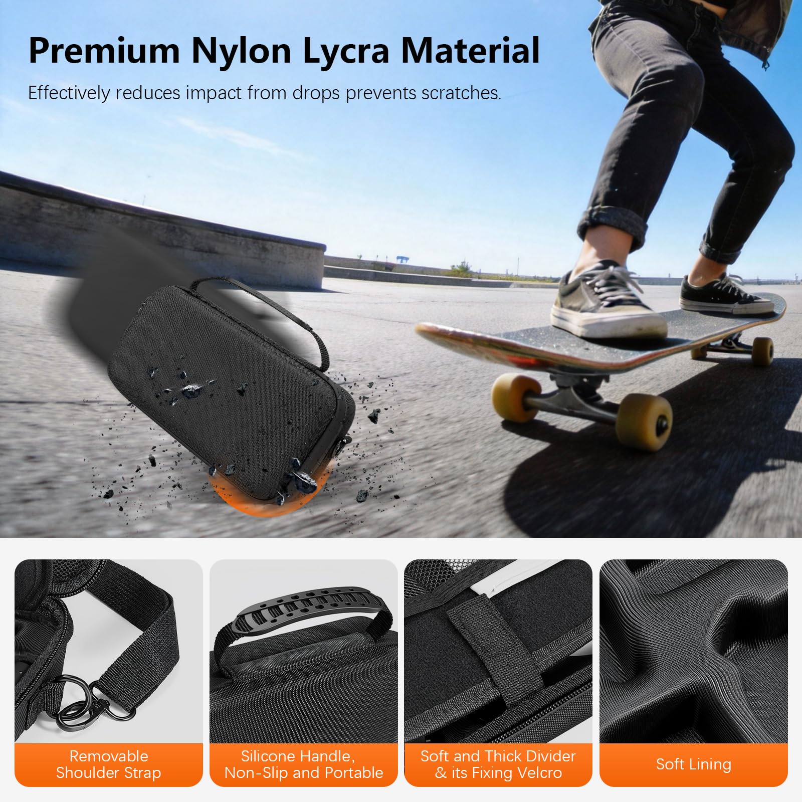 AMAZEAR Custodia da trasporto per accessori Insta360 X5 / X4 Air, Borsa impermeabile, Borsa a tracolla portatile per Insta360 X5 / X4 Air, Compatibile con asta selfie, Totalmente nero, Media