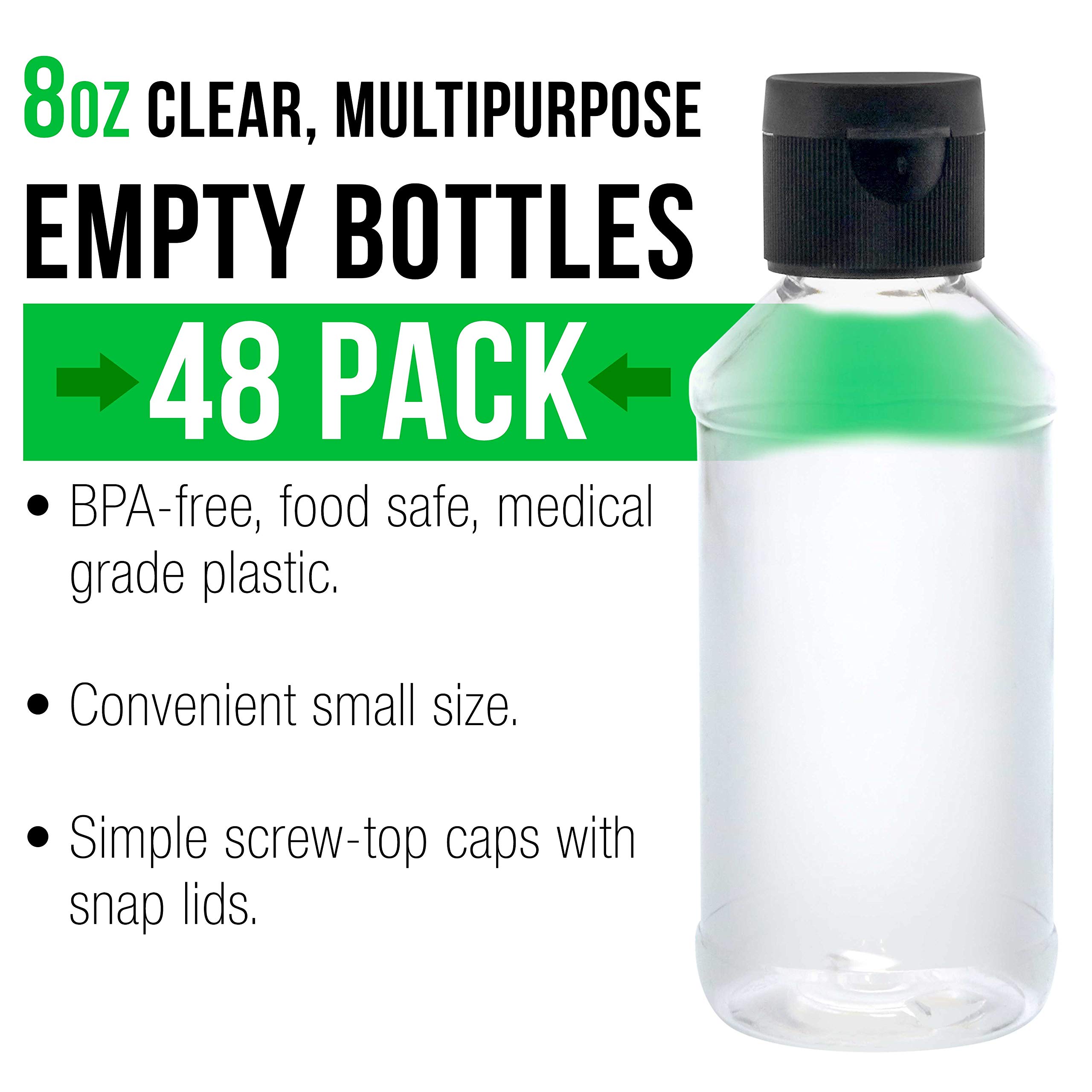 U.S. Art Supply Quetschflaschen aus PET-Kunststoff mit Klappdeckel, BPA-frei, lebensmittelecht, medizinischer Kunststoff, Acrylfarbe, 237 ml, 48 Stück