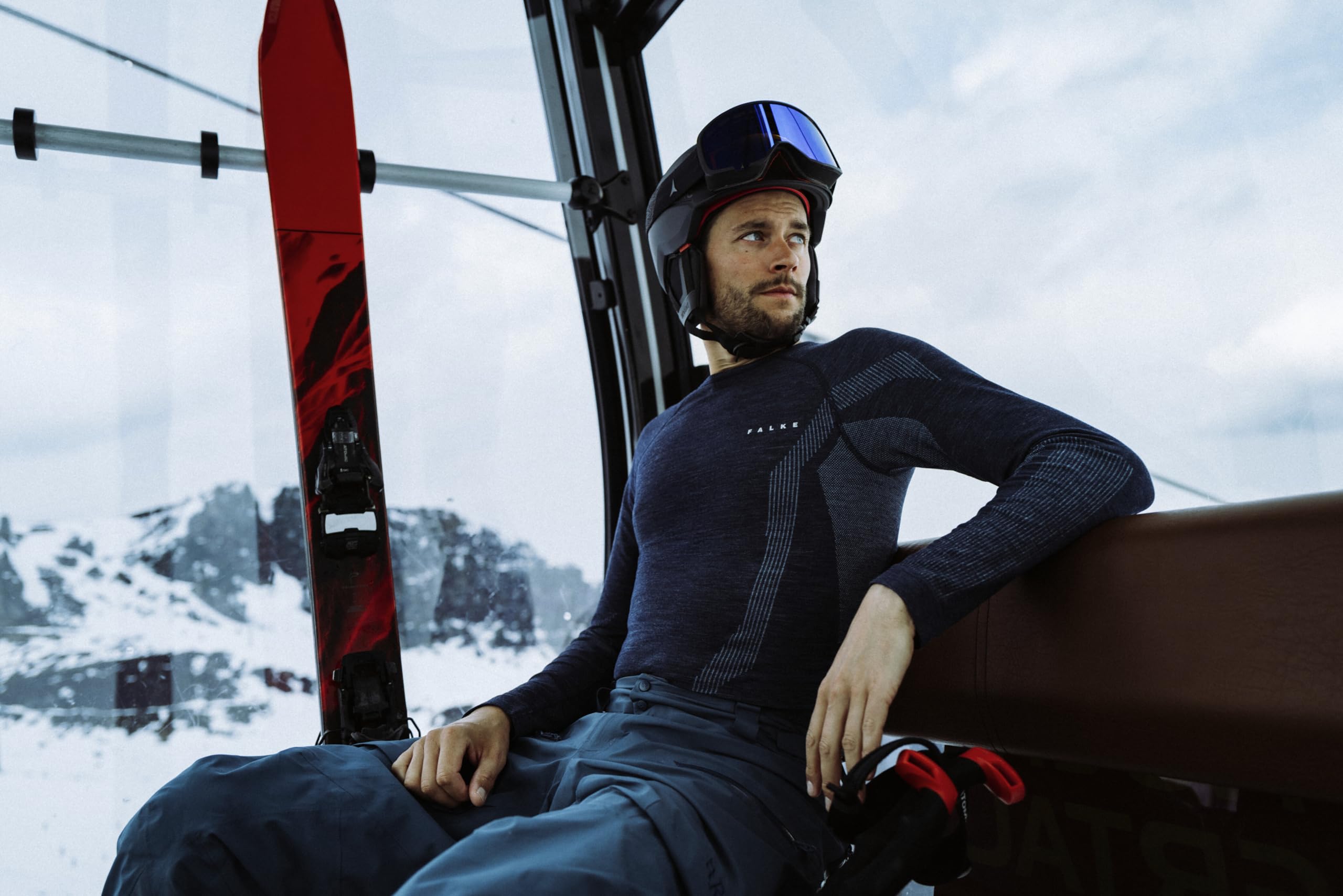 FALKE hombre Wool-Tech Round Neck camiseta técnica deportiva manga larga para clima frío a muy frío transpirable regulación del clima antiolores sostenible lana hilo funcional 1 pieza | de lana merina para temperaturas de frías a muy frías