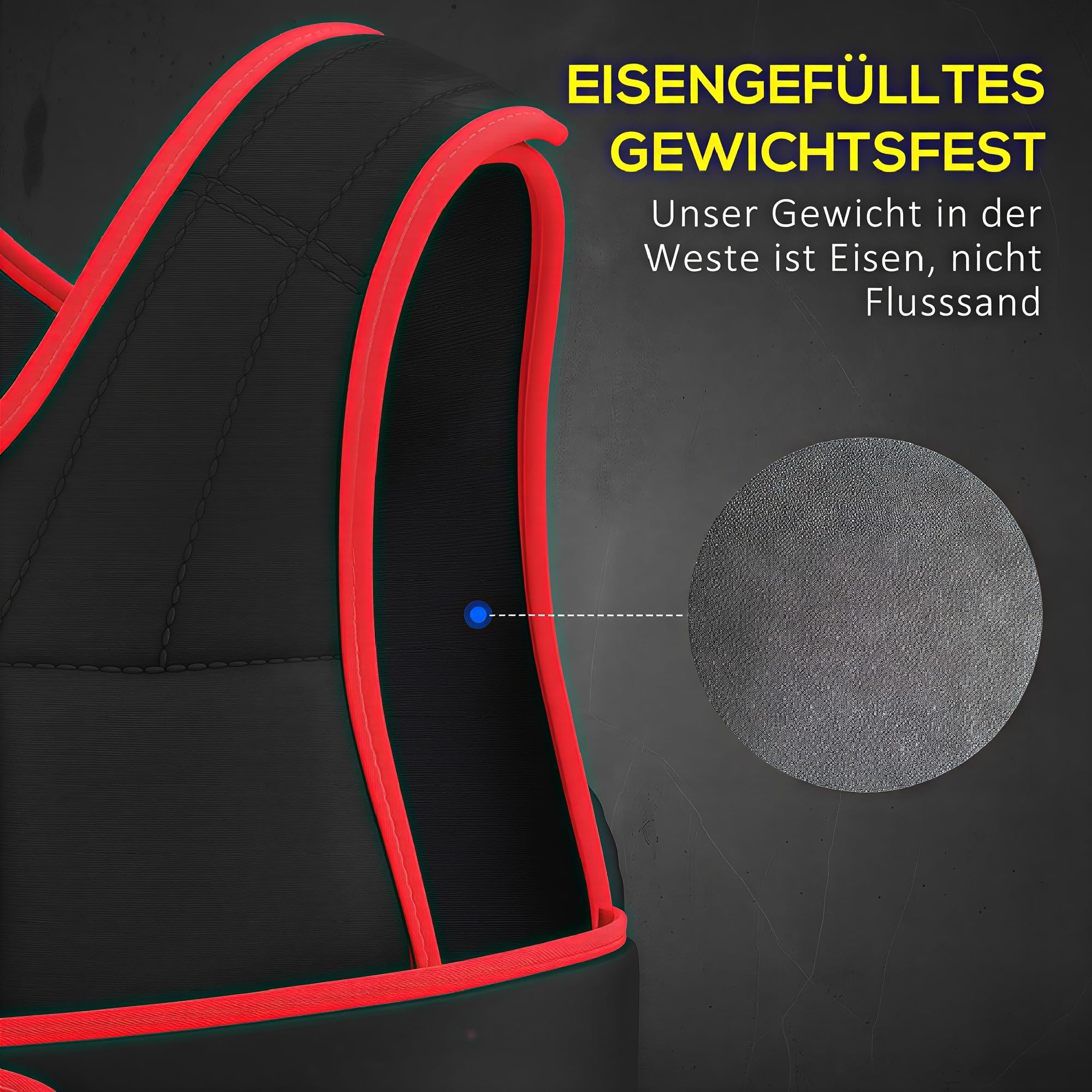 HOMCOM Gewichtsweste 20 kg mit verstellbaren doppelten Gurten Krafttraining Trainingsweste Gewichtsweste Fitness aus Oxford Metall-Sand 60 x 50 cm Schwarz+Rot