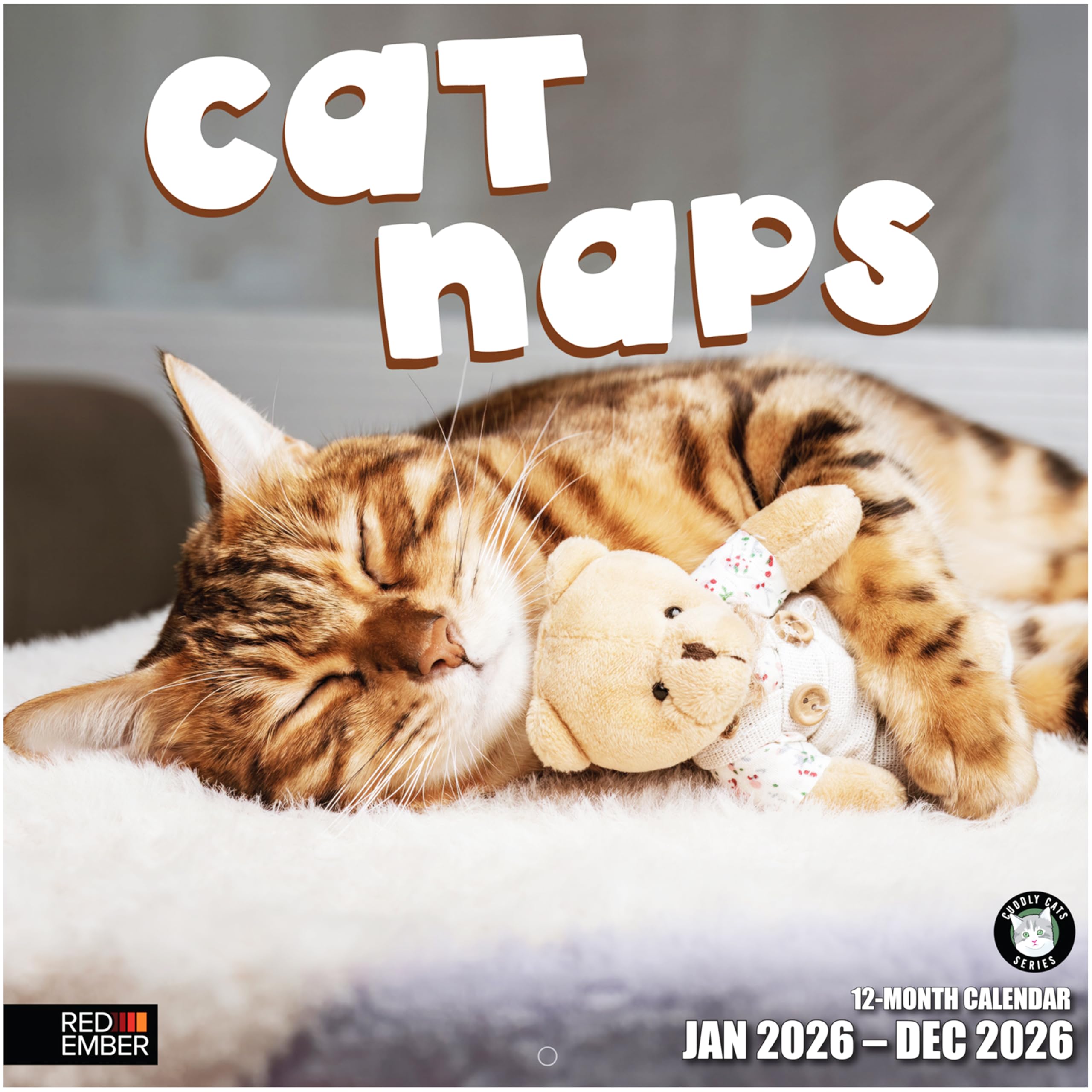 RED EMBER Cat Naps 2026 Wall Calendar 12 Month | 12" x 24" Open | Thick &amp; Sturdy Paper |Giftable | Cute Funny Kitten Cat Calendar 2026