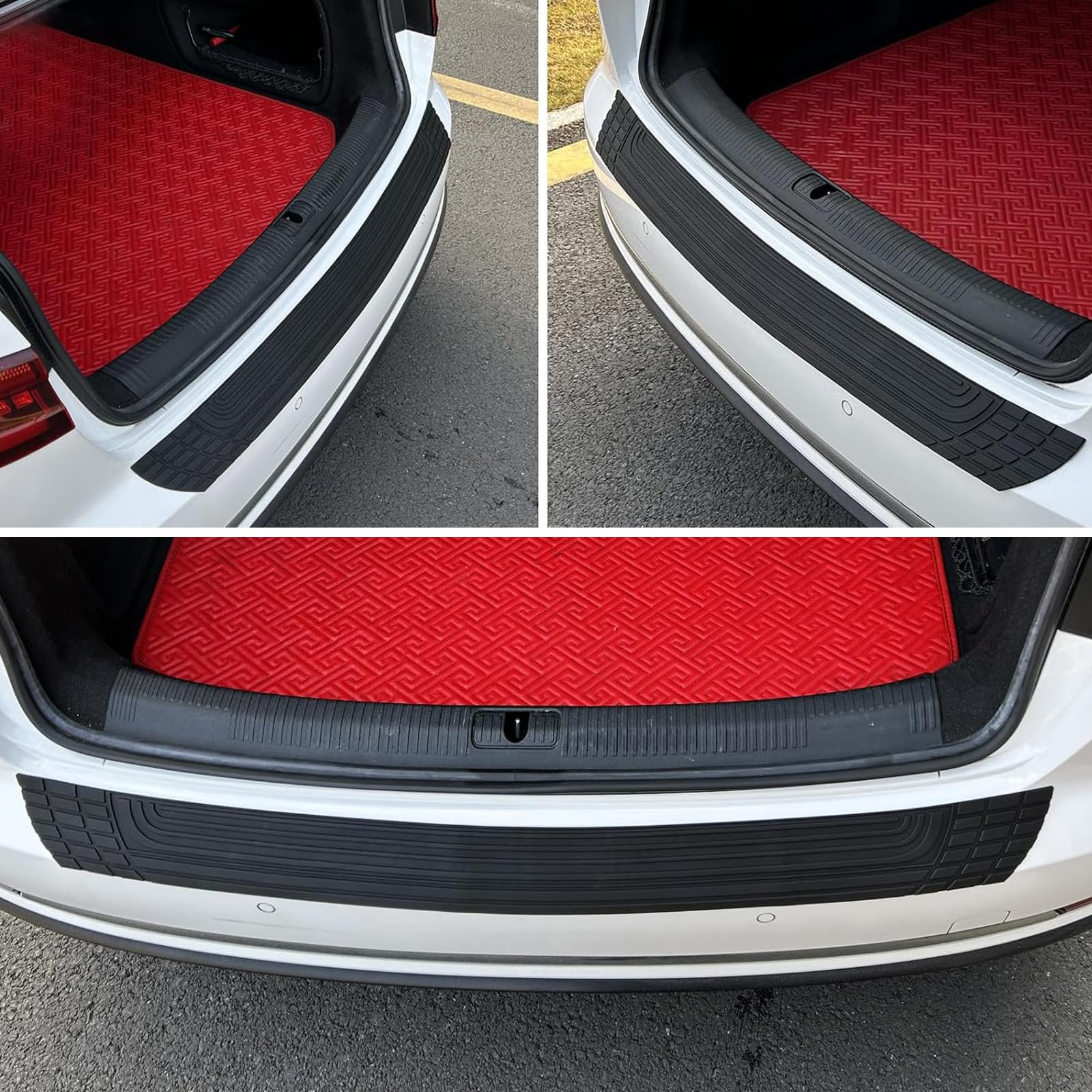 Rear Bumper Protector, 41 x 3.4 inches Universal Automotive Exterior Accessories, PVC Rubber Plastic Anti-Scratch Protection Sticker (Black)