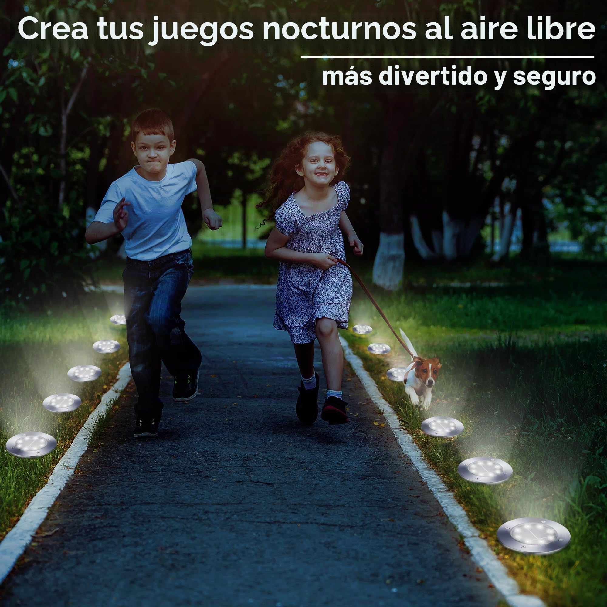 Qedertek 16 Pack Luz Solar Exterior Jardin 8 LED Luces Solares de Tierra, Lampara Solare Exterior IP65 Impermeable Blanco Luces Solares para Césped, Patio, Camino, Escalón, Entrada de Garaje