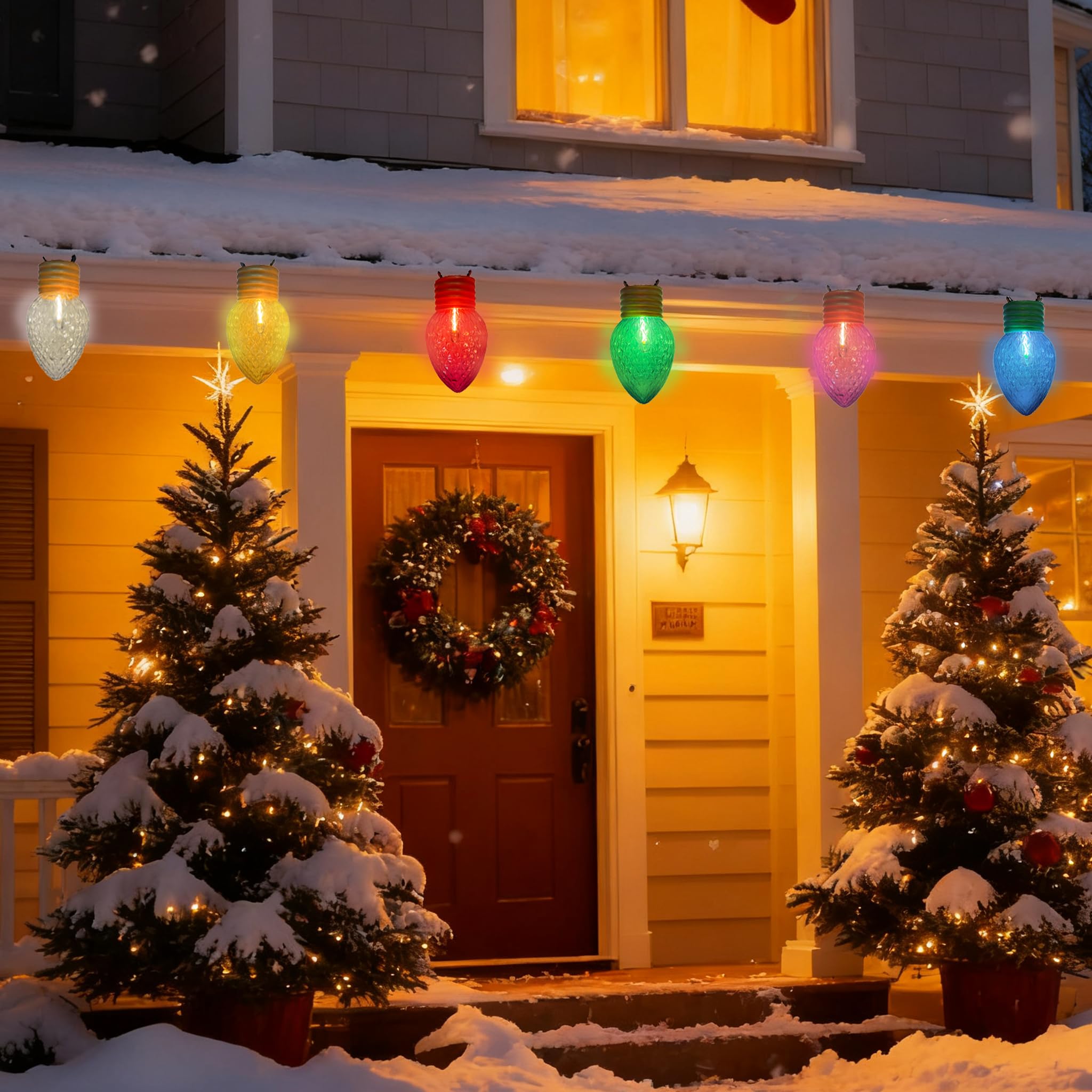 Oviejo 16FT Jumbo Christmas Lights Outdoor,C7 Multicolor LED Giant