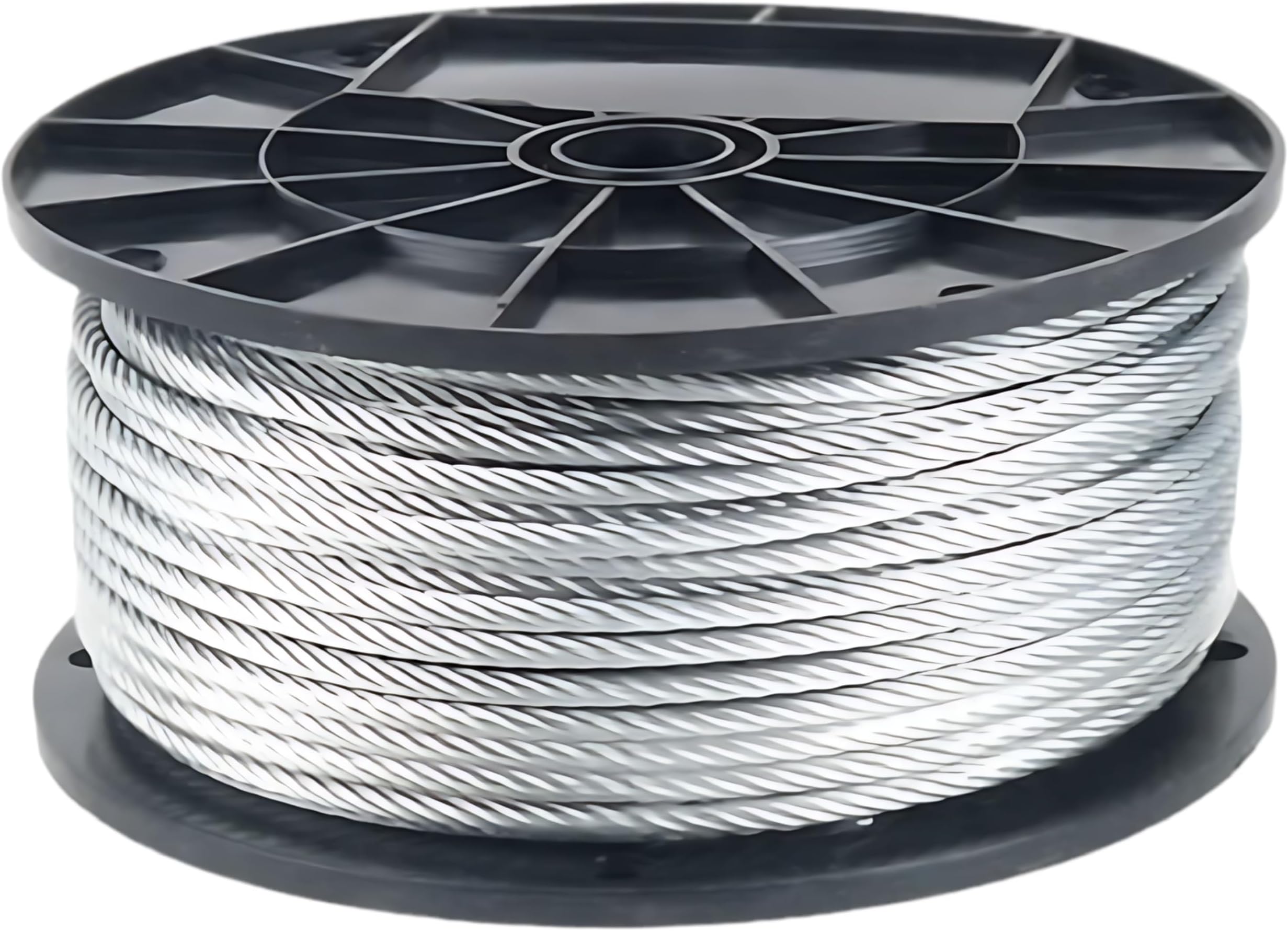Galvanized Aircraft Cable Wire Rope 1/4" 7x19-250 ft Reel for DIY Cable Decking Railing System, Marine Grade
