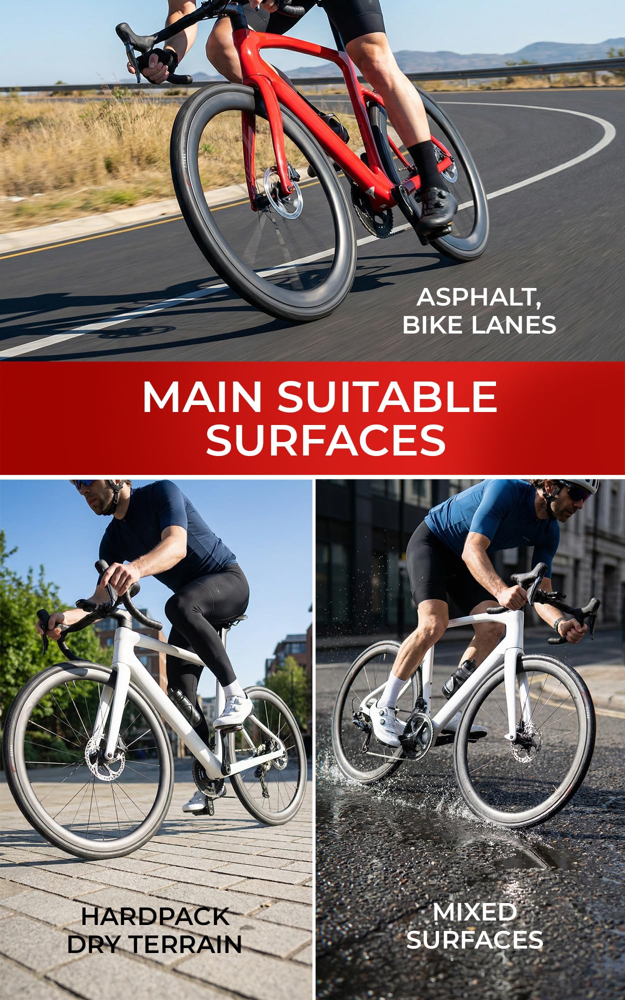 Fincci Pneus Vélo Route 700c x 25c - Paire Pliable Slick Tire 25-622 avec Protection Anti-Crevaison 1mm pour Home Trainer, Adulte & Route & Course Vélo, Tournée Bicyclette - 60 TPI - Un Paquet de 2
