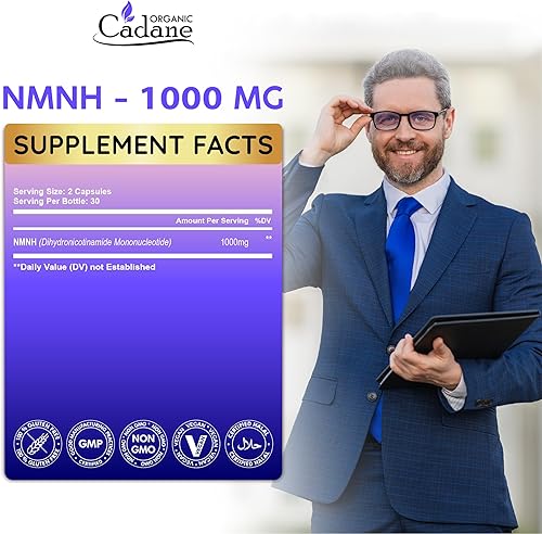 Miniatura 2 de Suplemento Cadane NMNH  Apoya la energía y el envejecimiento saludable  Mononucleótido de dihidronicotinamida  Sin OMG  60 cápsulas  30 días