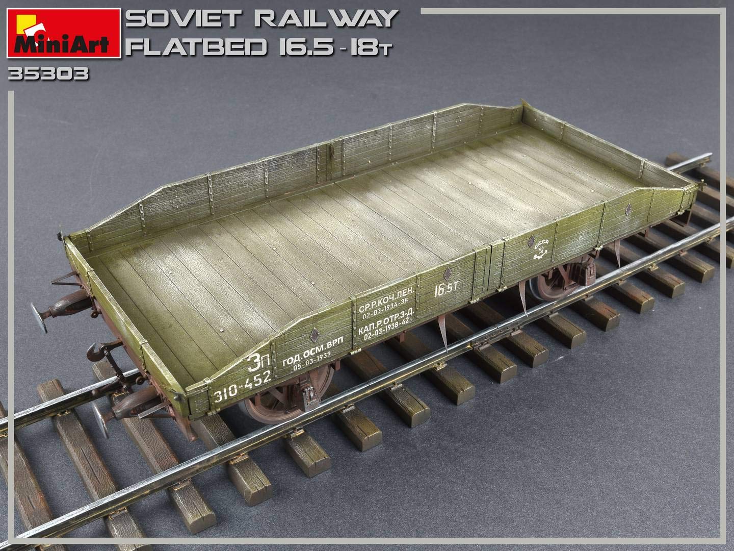MiniArt 35303 1:35 Sov. Wagon à Plat 16,5-18 to.Réplique fidèle à l'original, modélisme, kit de Construction en Plastique, Bricolage, Loisirs, Collage, kit de modélisme, Assemblage, Non Peint, Gris