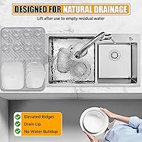 Vista 5 de Luxet Alfombrilla de silicona para secar platos con borde de drenaje integrado, almohadilla de secado higiénica, bandeja resistente compacta y fácil