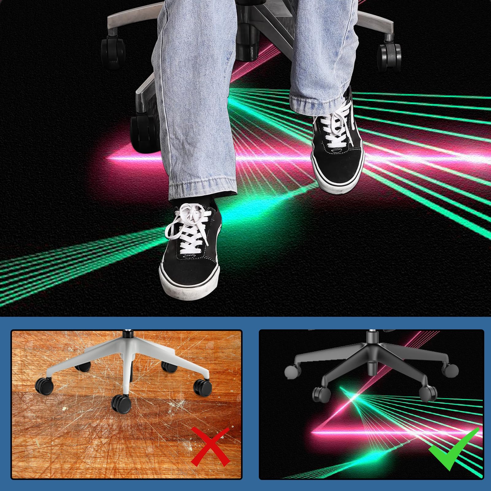 Gaming Tappeto Sedia 120 x 150 cm Tappeto per Sedia con Ruote