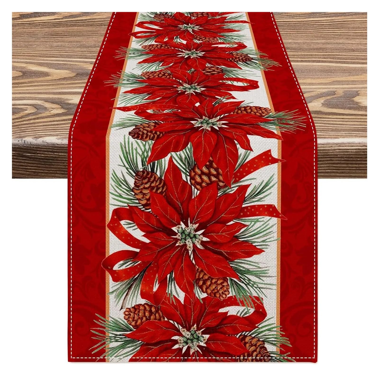 Nappe chemin de table rouge en lin et jute de qualité supérieure 180cm