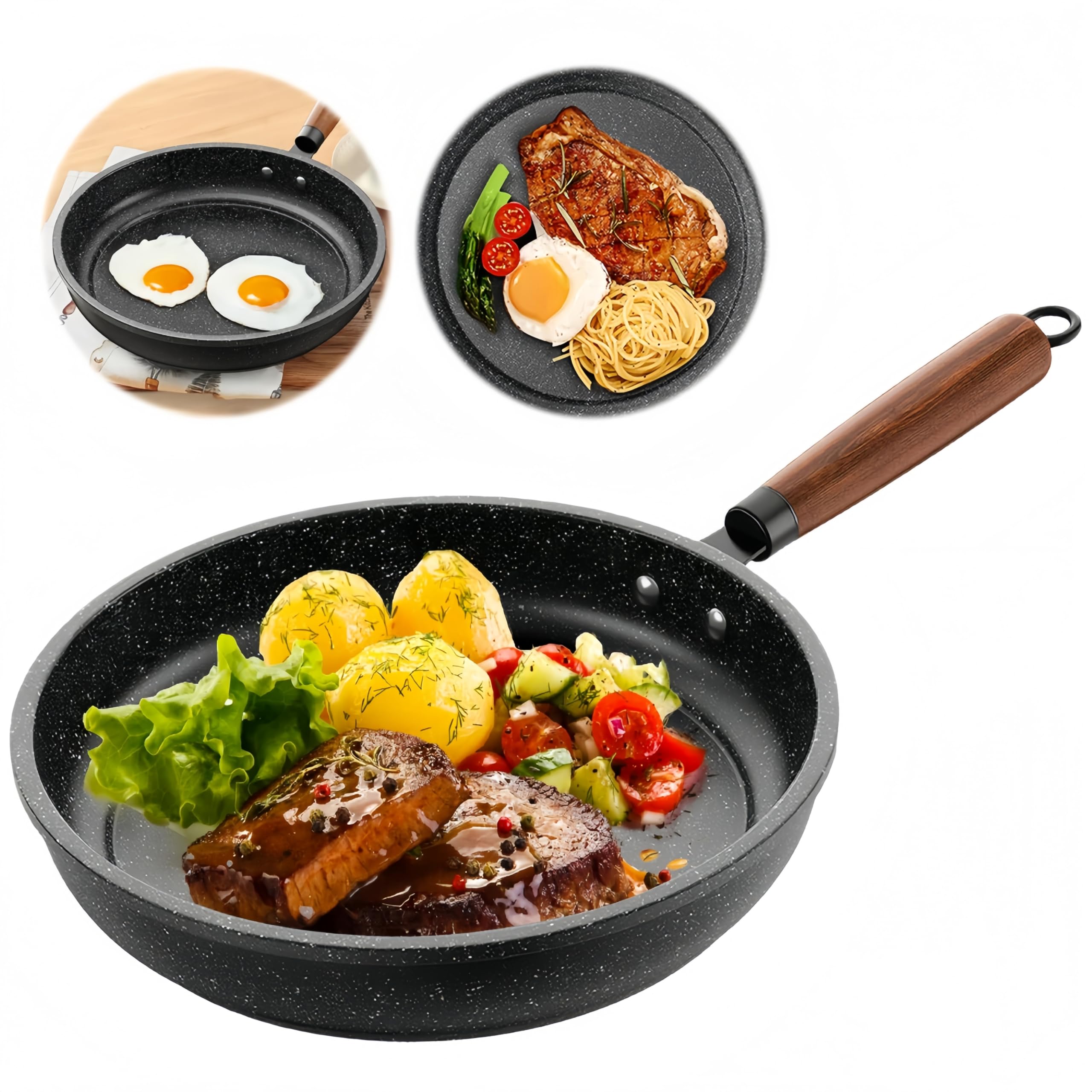 9 5-Inch Nonstick Frying Pan Skillet with Granite Coating - Healthy Stone Cookware Chefs Pan for Omelets More