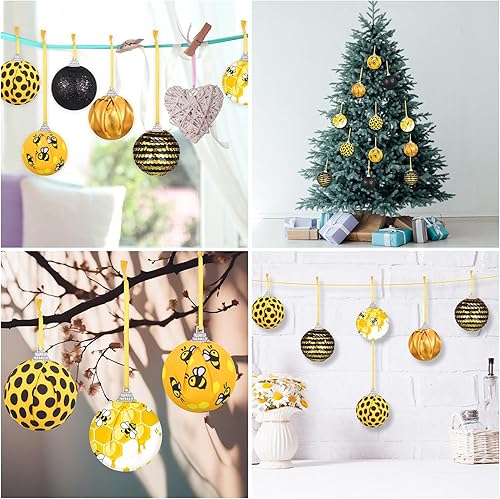 Miniatura 6 de Zhanmai Mini adornos para árbol de Navidad de 2 pulgadas, adornos de Navidad de abeja, decoración de bolas para fiestas de Navidad