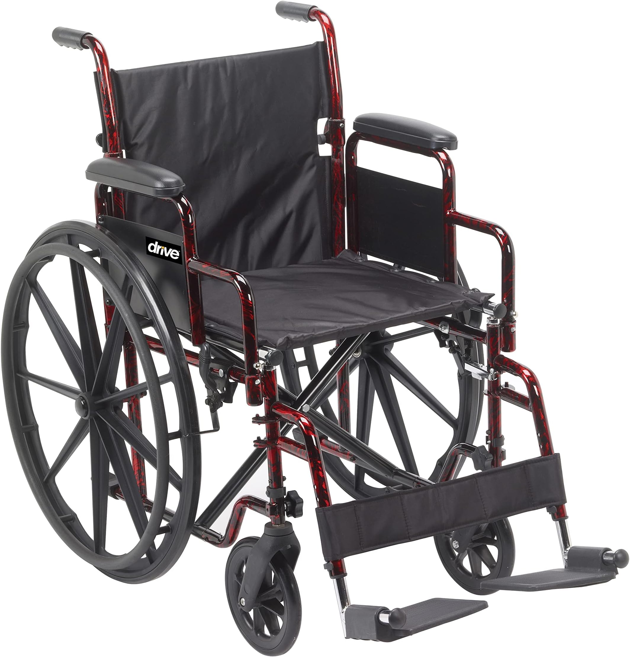 Drive Medical RTLREB18DDA-SF Rebel Lightweight Wheelchair with Swing-Away Footrest, Red