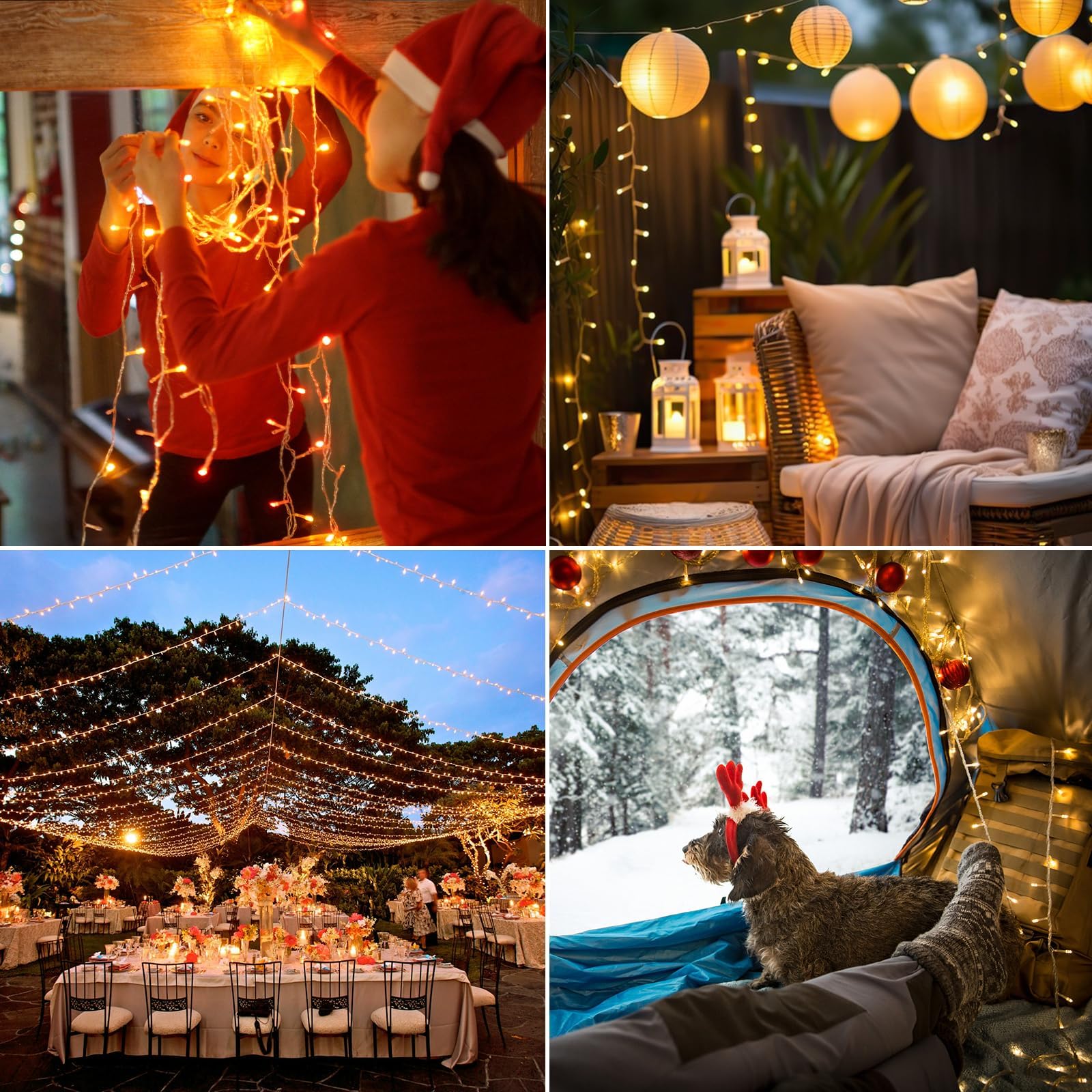 GlobaLink Cluster-Lichterkette Außen 50M 2000LED warmweiß IP44 | 8 Modi, wasserdicht, für Innen & Außen, Balkon, Garten und Weihnachtsdekoration