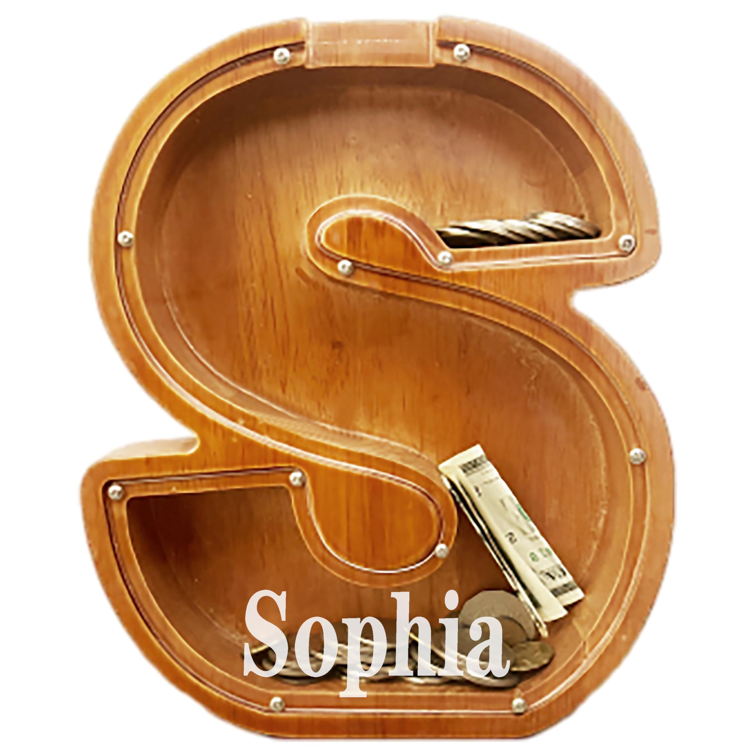 Personalized Large Wooden Letter Piggy Bank, Coin Bank, Custom Piggy Bank with Custom Name, Can be Used as Christmas, Birthday Gifts…