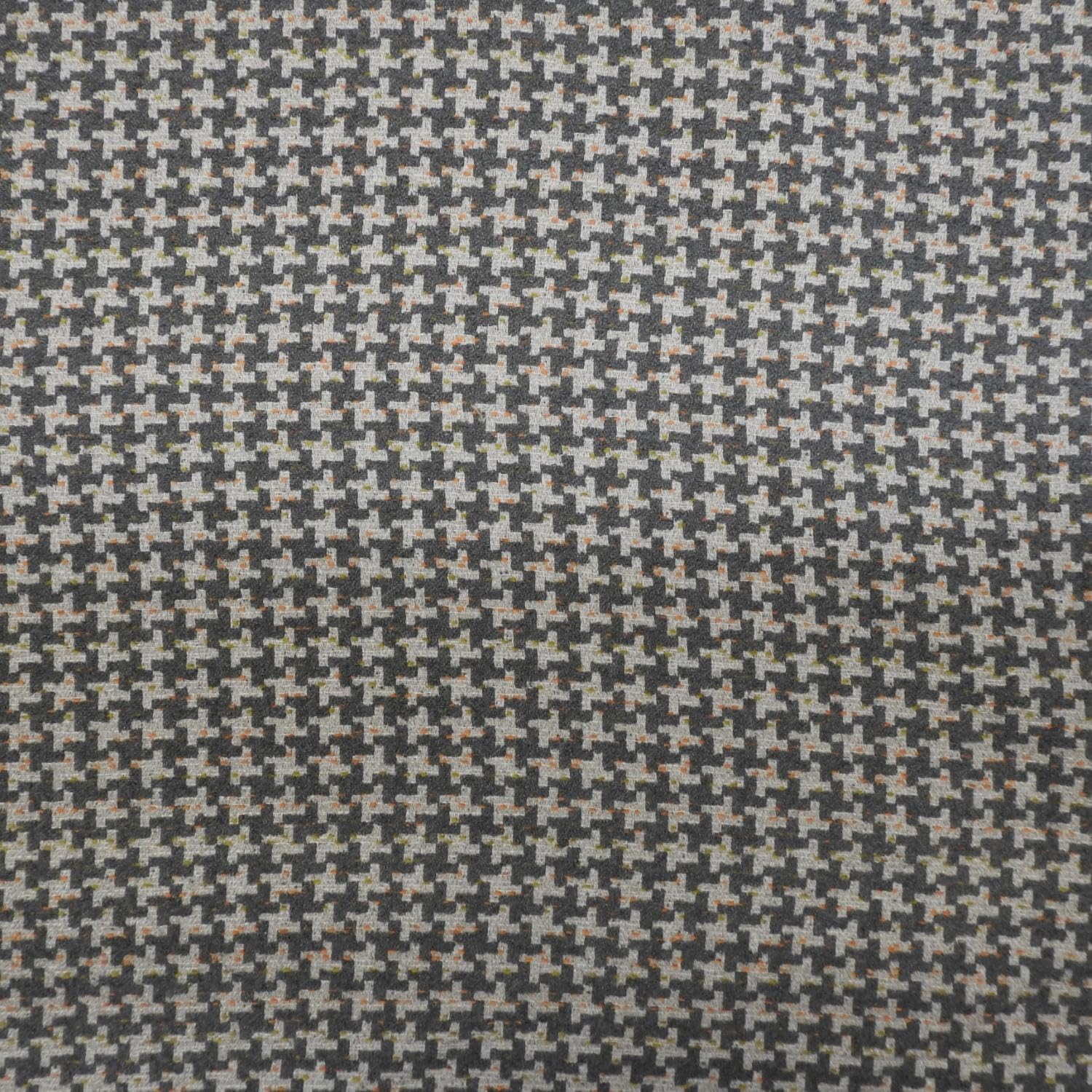 I Want Fabric Steel Grey Heavyweight Wool Geo Pattern Fabric With Flecks, Geometric Upholstery Furnishing Fabric, 140Cm Width