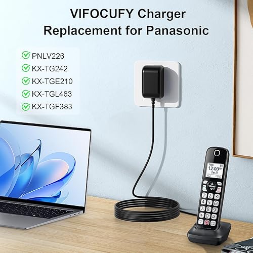 Miniatura 4 de Fuente de alimentación para Panasonic PNLV226 KX-TG242 KX-TGE210 KX-TGL463 KX-TGF383 Teléfonos 5.5V Adaptador de CA PNLC1029 KX-TG6722 Cargador con