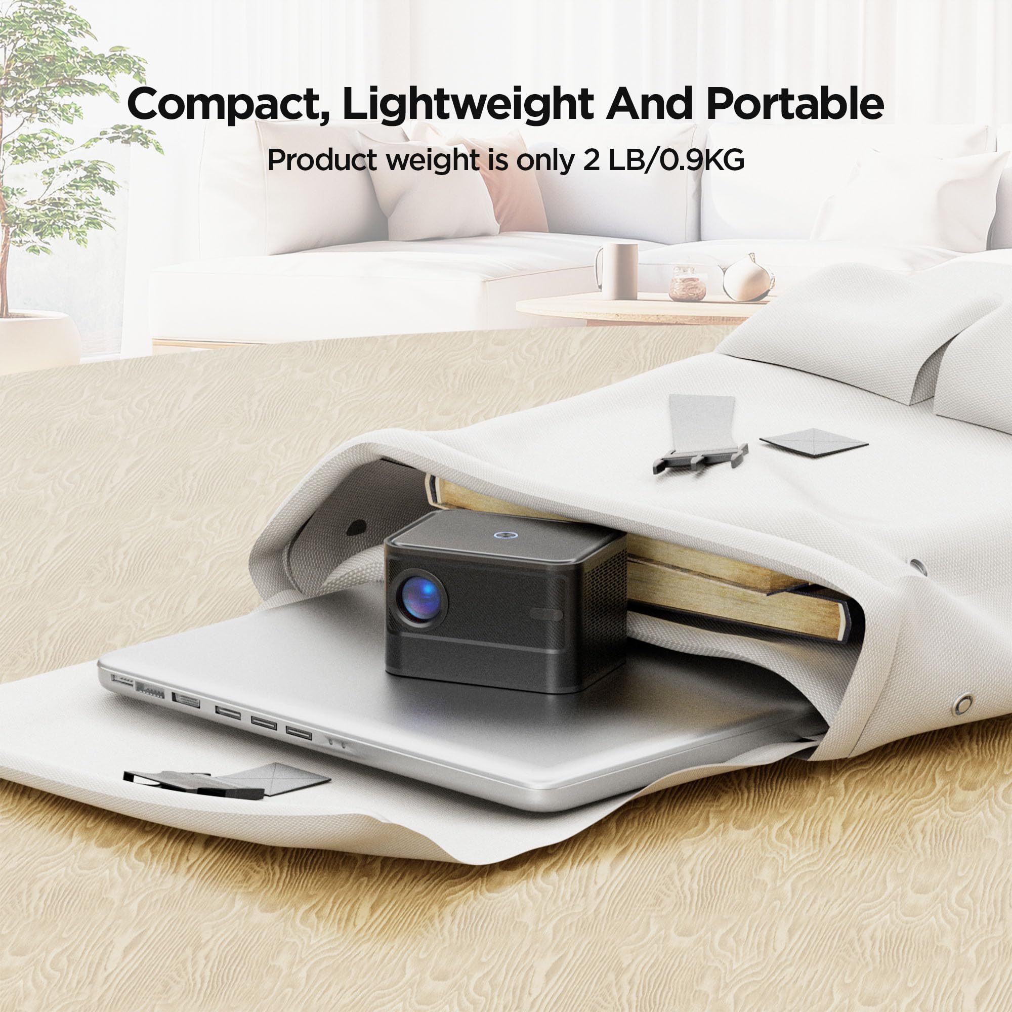 Mini Beamer,【Elektrischer Fokus】 A40 Tragbarer Projektor 4K, 500ANSI Full HD 1080P WiFi Bluetooth Projektor, Trapezkorrektur, Beamer Handy, Heimkino für Telefon/Laptop/TV Stick/USB/HDMI