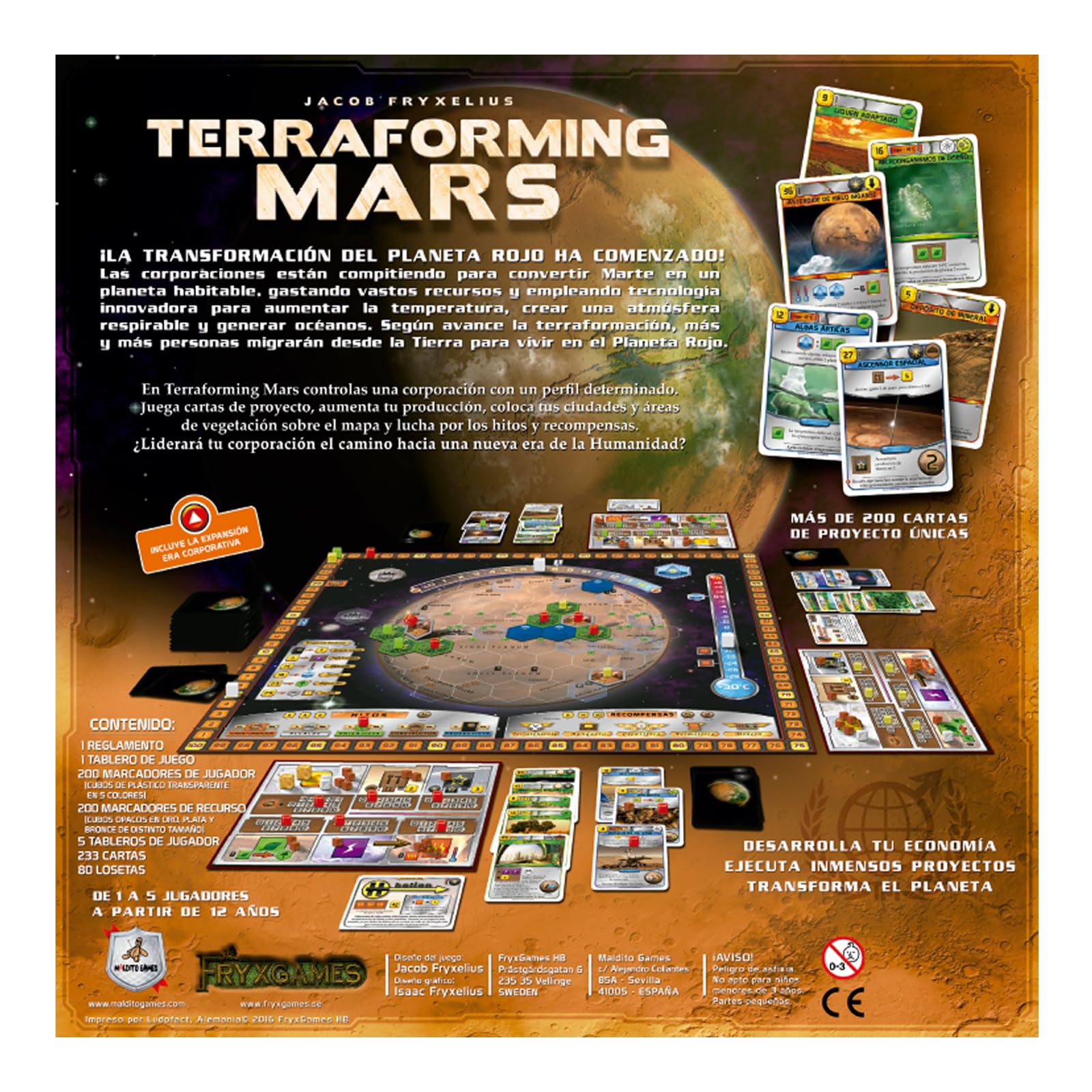 Maldito Games - Terraforming Mars | Juego de Mesa Estratégico de Contrucción y Cartas, Corporaciones en Marte, Eurogame para 1-5 Jugadores (MLDG167791)